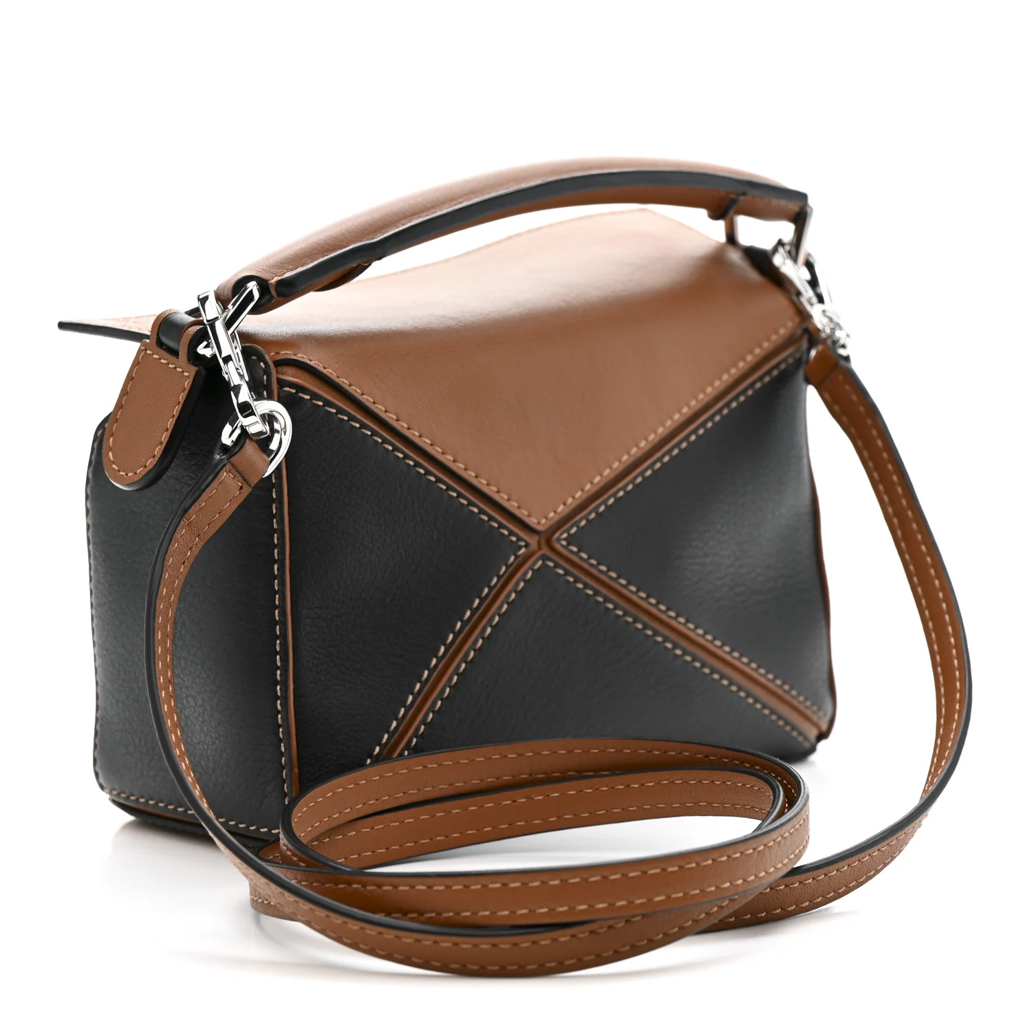 Calfskin Mini Puzzle Bag Tan Black - Image 3