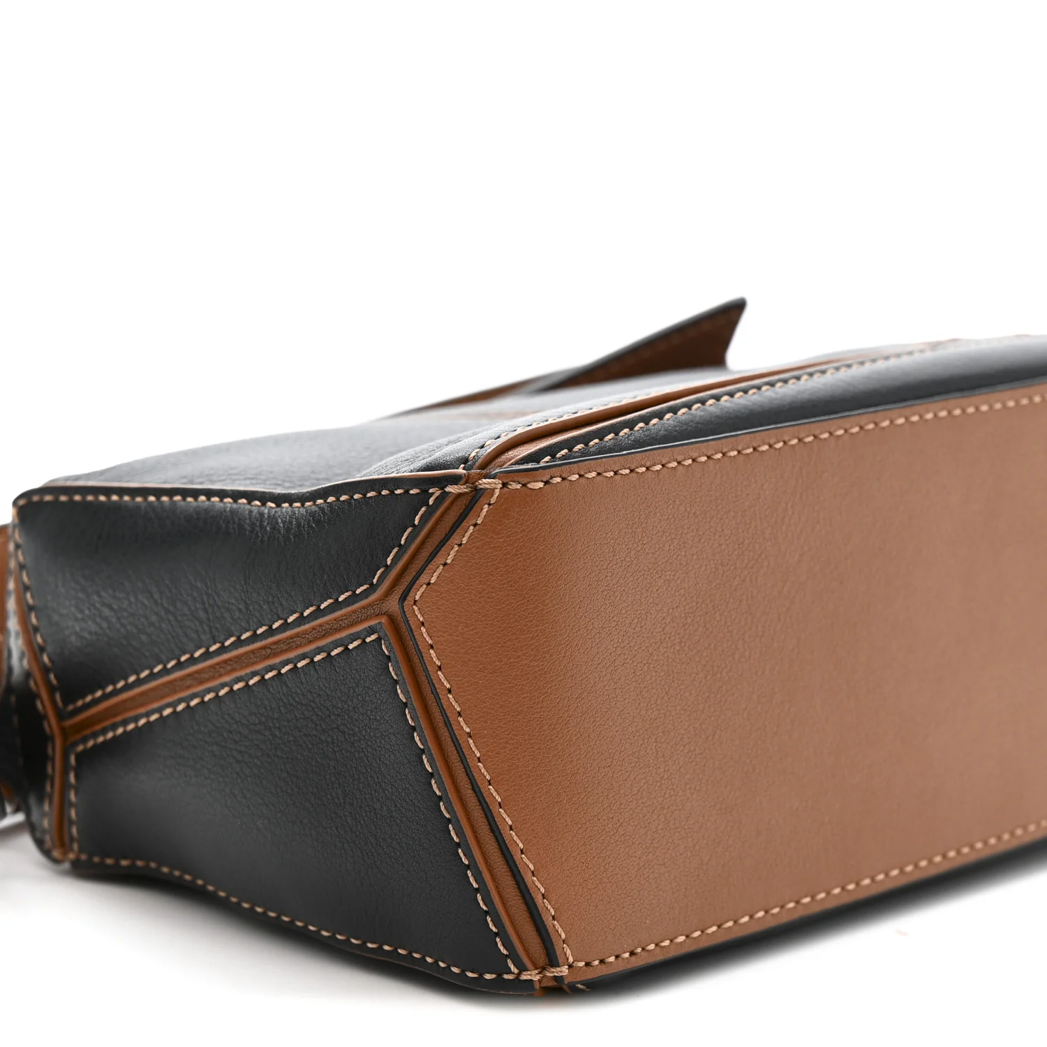 Calfskin Mini Puzzle Bag Tan Black - Image 9