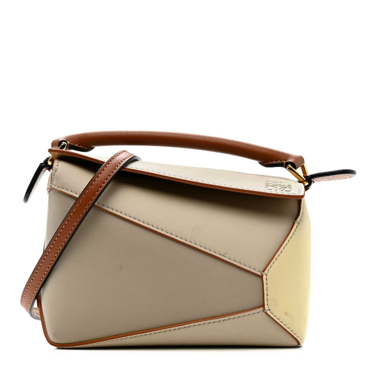 Calfskin Mini Puzzle Edge Bag Ghost Soft White