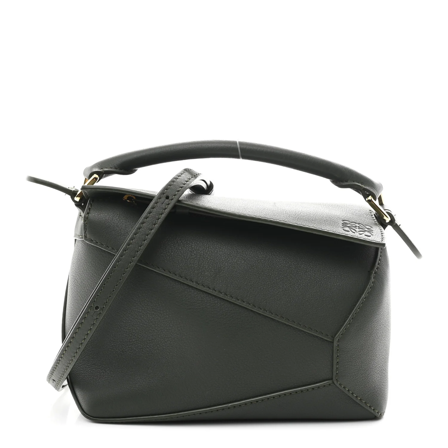 Calfskin Mini Puzzle Edge Bag Vintage Khaki