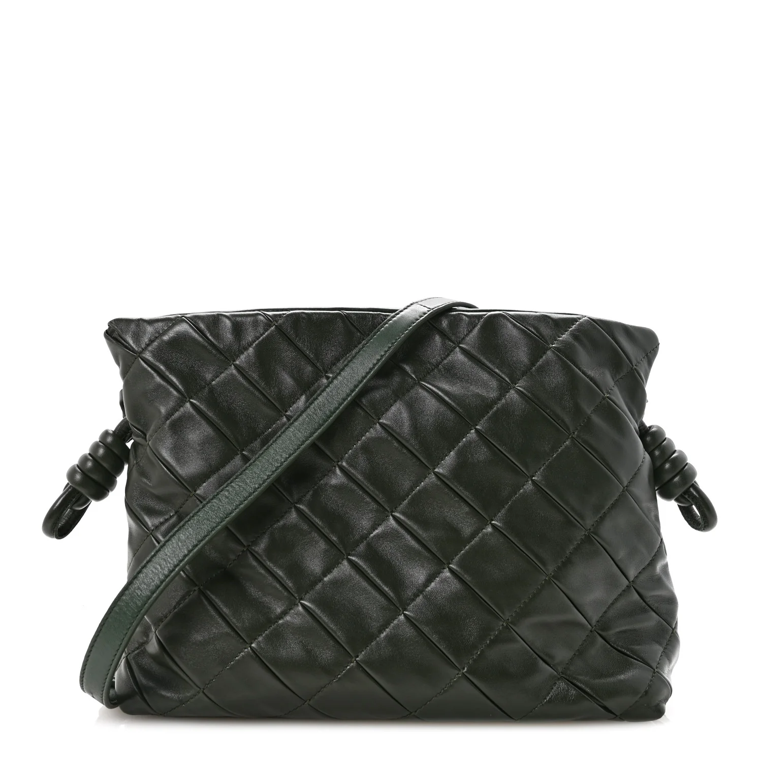 Calfskin Quilted Flamenco Knot Clutch Verde