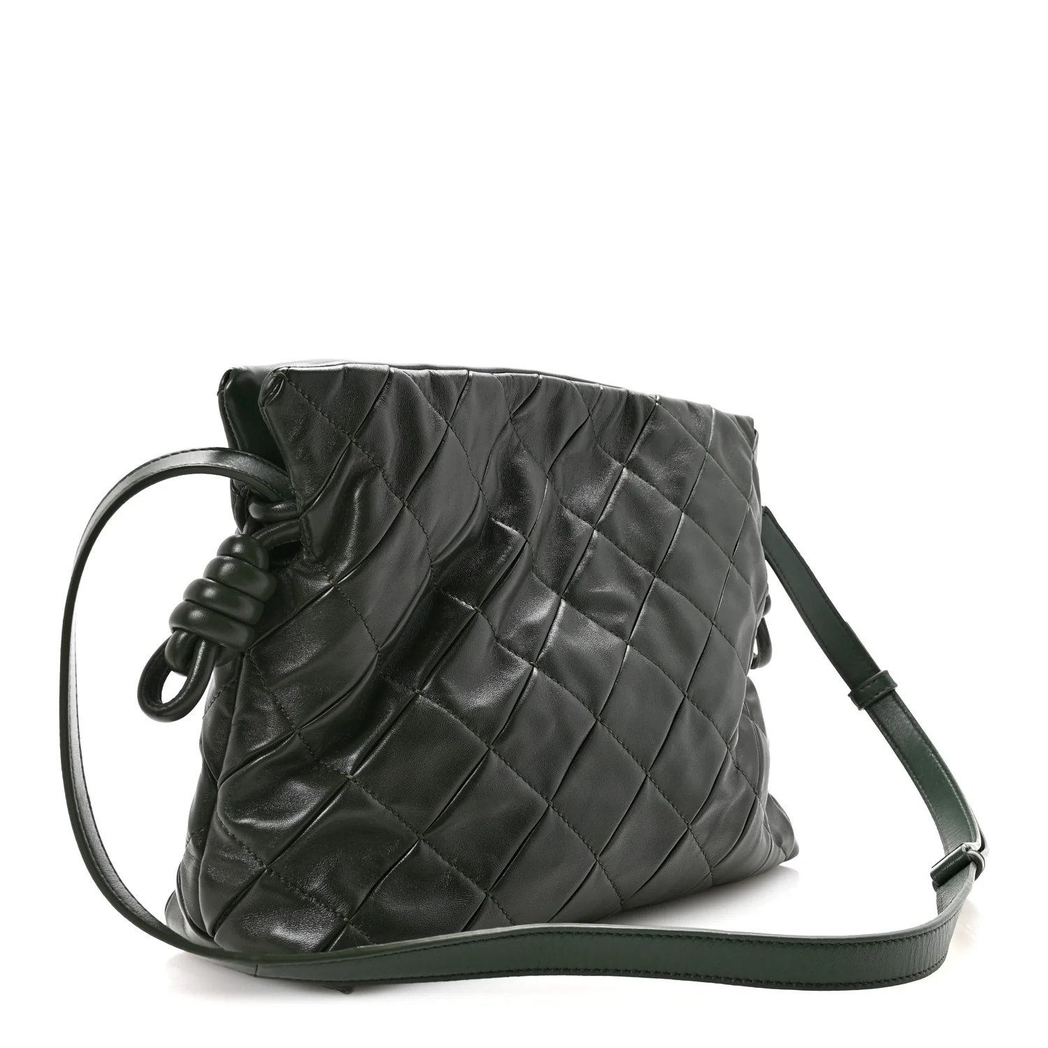 Calfskin Quilted Flamenco Knot Clutch Verde - Image 3