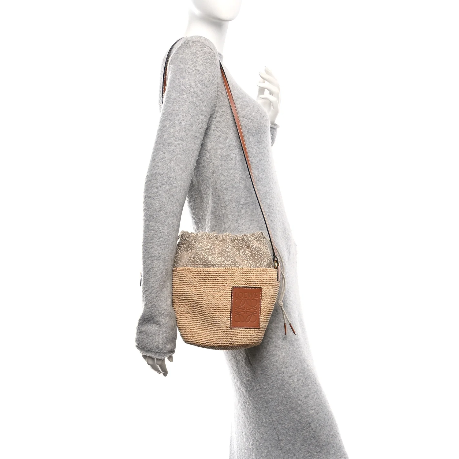 Calfskin Raffia Anagram Paulas Ibiza Pochette Bag Natural Tan - Image 2