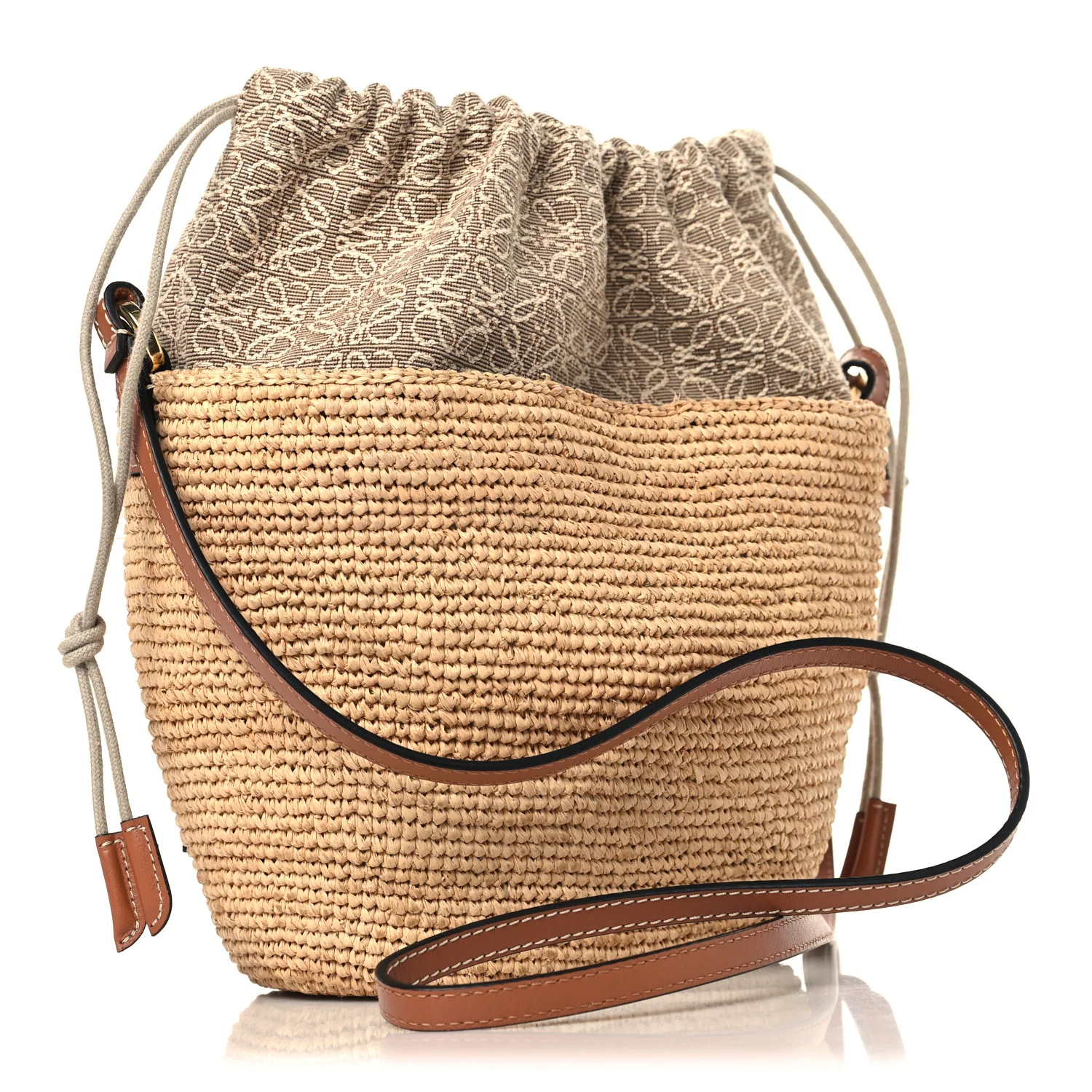 Calfskin Raffia Anagram Paulas Ibiza Pochette Bag Natural Tan - Image 3