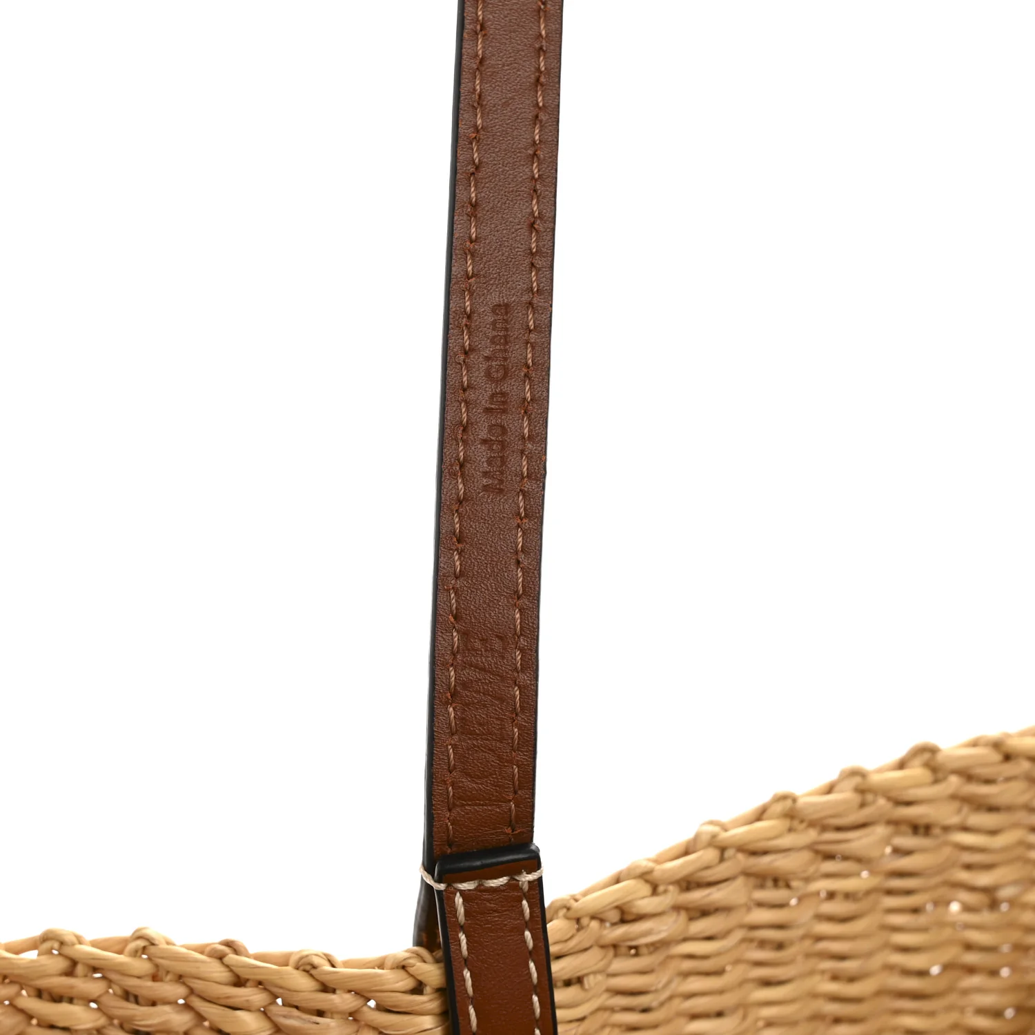 Calfskin Raffia Paulas Ibiza Small Basket Tote Bag Natural Pecan - Image 6
