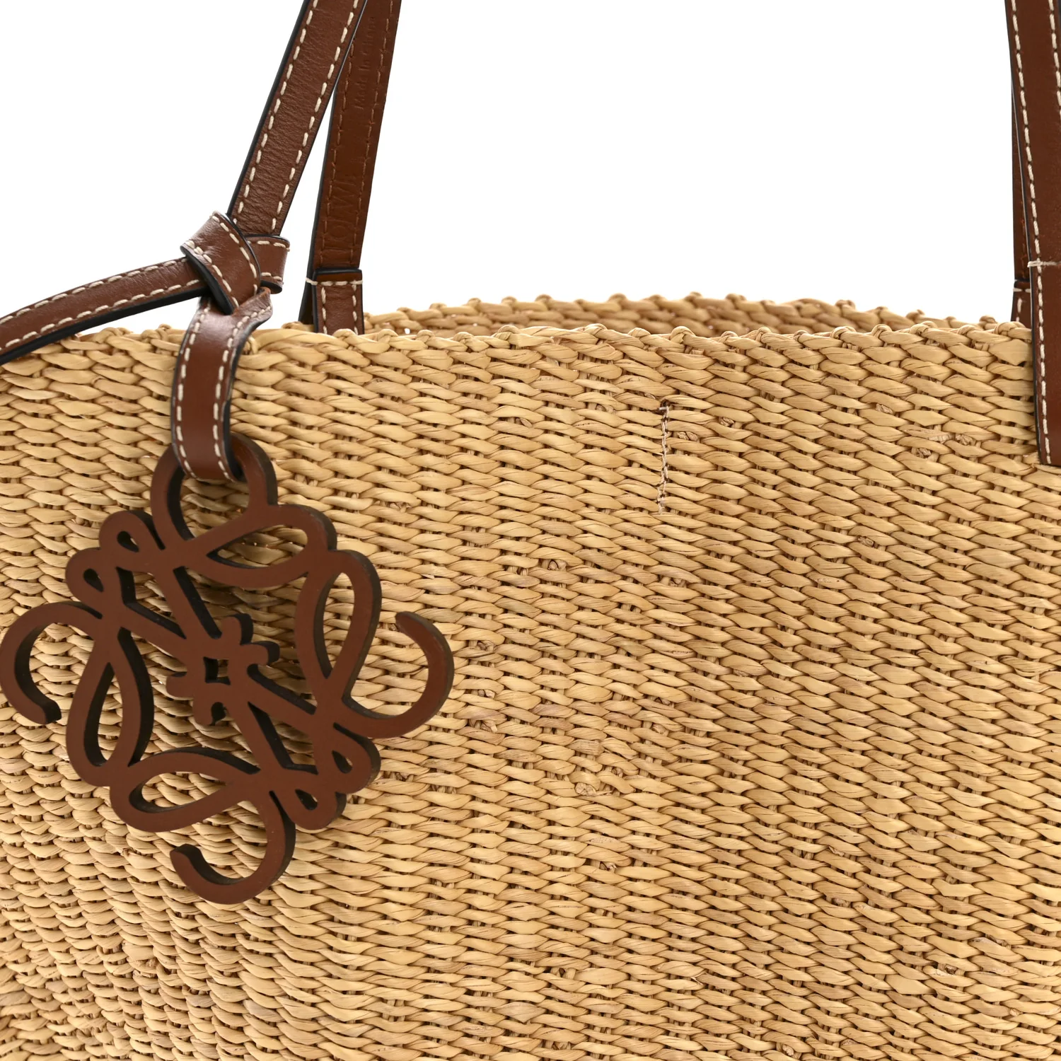 Calfskin Raffia Paulas Ibiza Small Basket Tote Bag Natural Pecan - Image 8