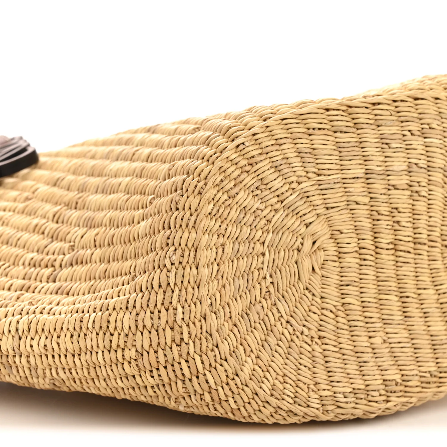 Calfskin Raffia Paulas Ibiza Small Basket Tote Bag Natural Pecan - Image 9