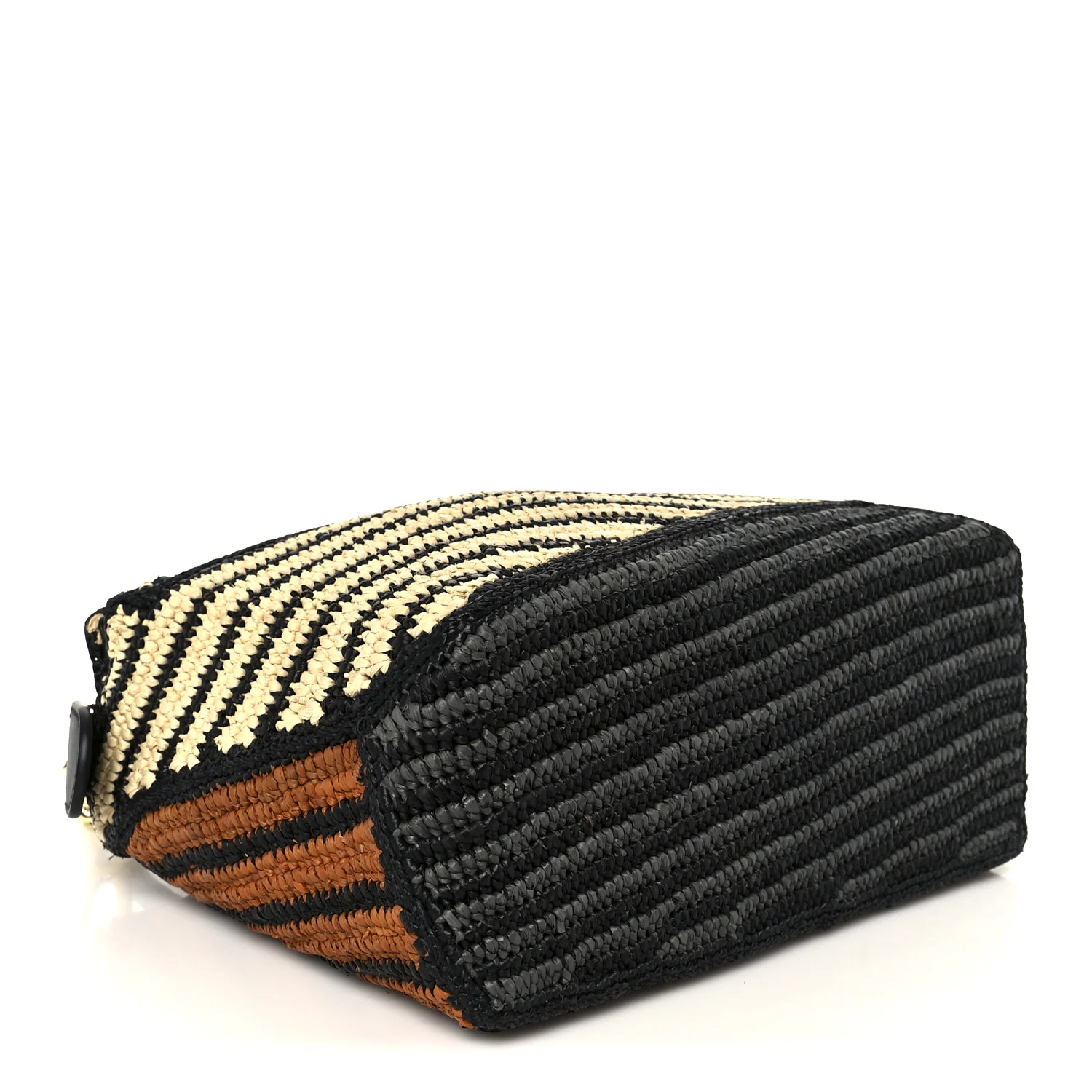 Calfskin Raffia Paula's Ibiza Small Puzzle Edge Bag Natural Honey Gold - Image 4