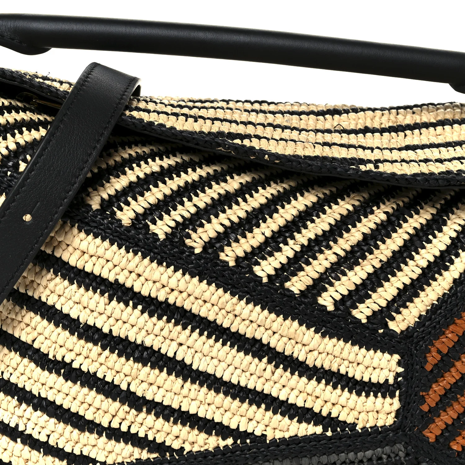 Calfskin Raffia Paula's Ibiza Small Puzzle Edge Bag Natural Honey Gold - Image 8