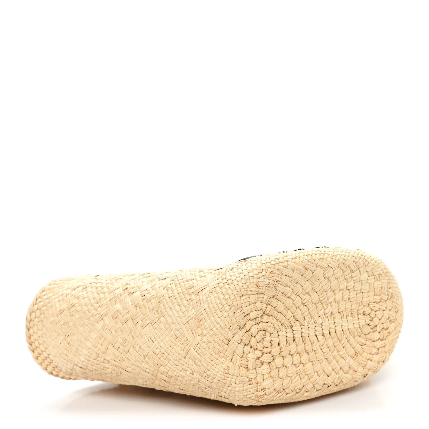 Calfskin Raffia Small Anagram Basket Tote Bag Natural Tan - Image 4