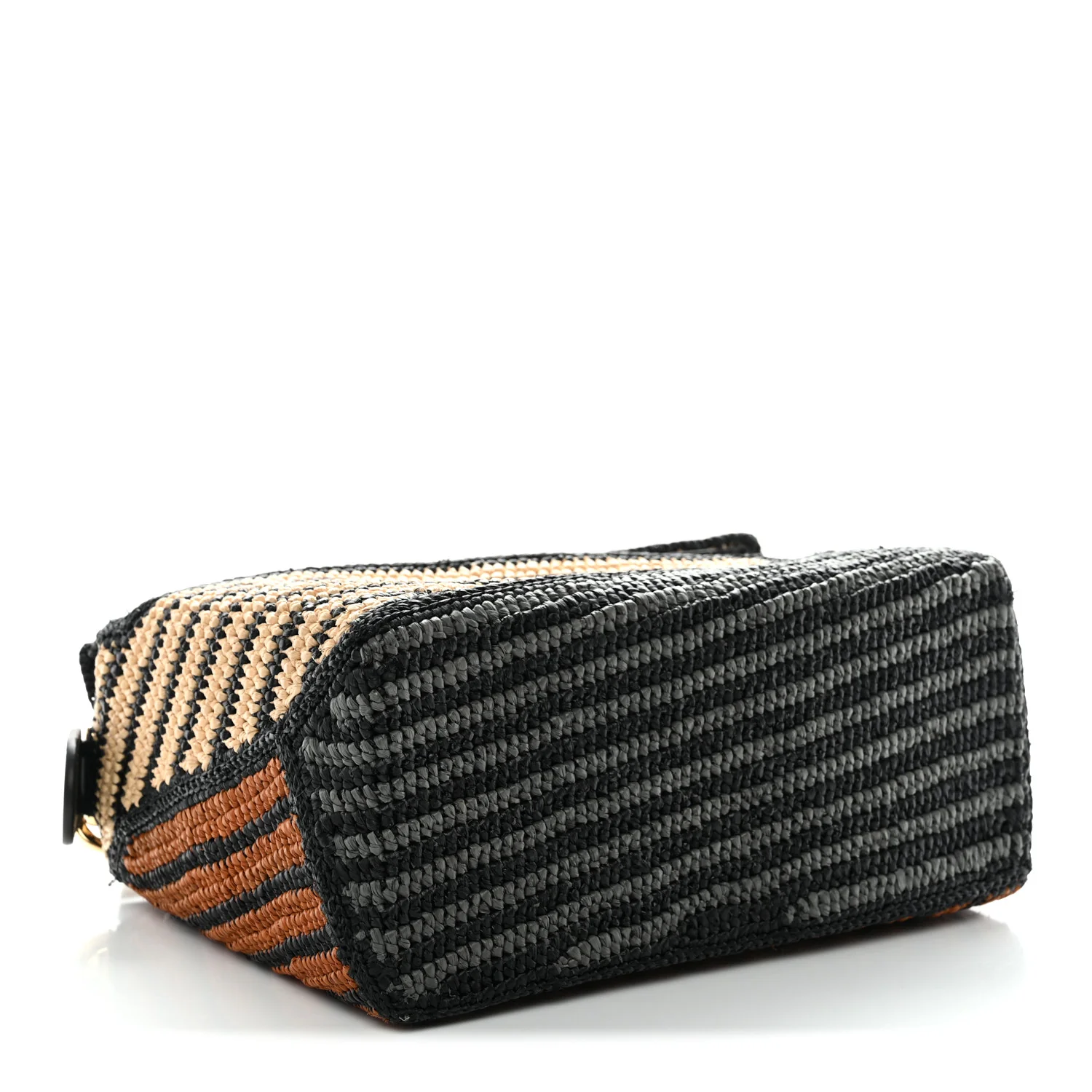 Calfskin Raffia Small Puzzle Edge Bag Natural Honey Gold - Image 4