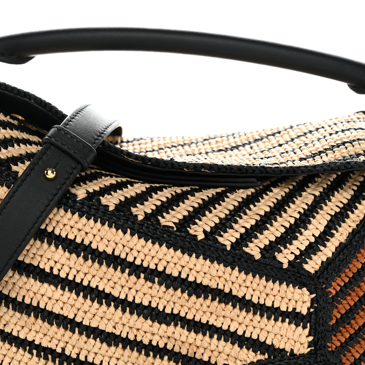 Calfskin Raffia Small Puzzle Edge Bag Natural Honey Gold - Image 8