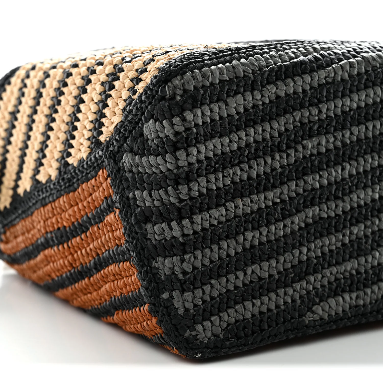 Calfskin Raffia Small Puzzle Edge Bag Natural Honey Gold - Image 9
