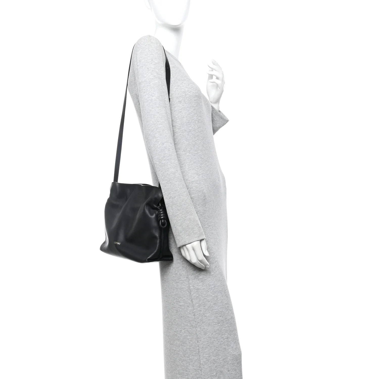Calfskin Small Flamenco Knot Bag Black - Image 2