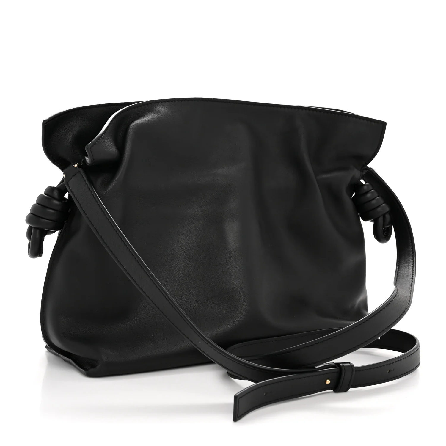 Calfskin Small Flamenco Knot Bag Black - Image 3