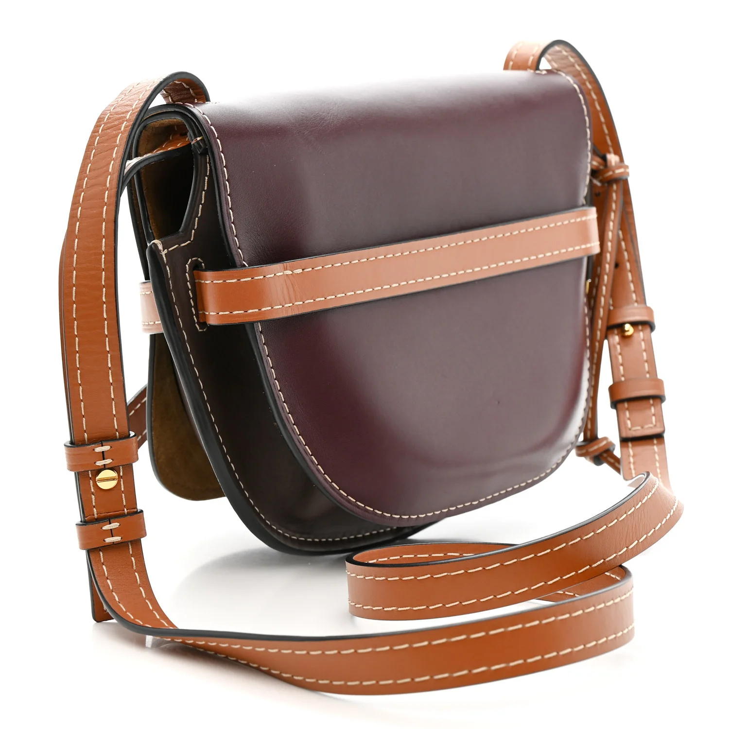 Calfskin Small Gate Crossbody Bag Oxblood Tan Taupe - Image 3