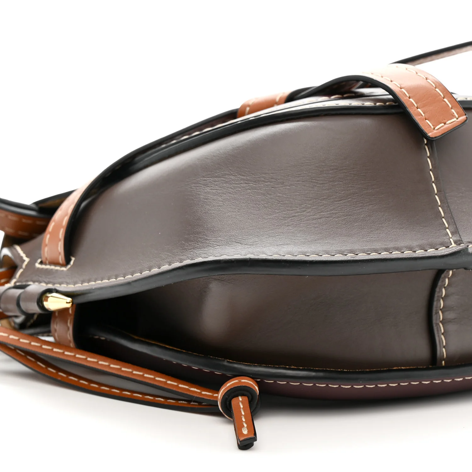 Calfskin Small Gate Crossbody Bag Oxblood Tan Taupe - Image 9