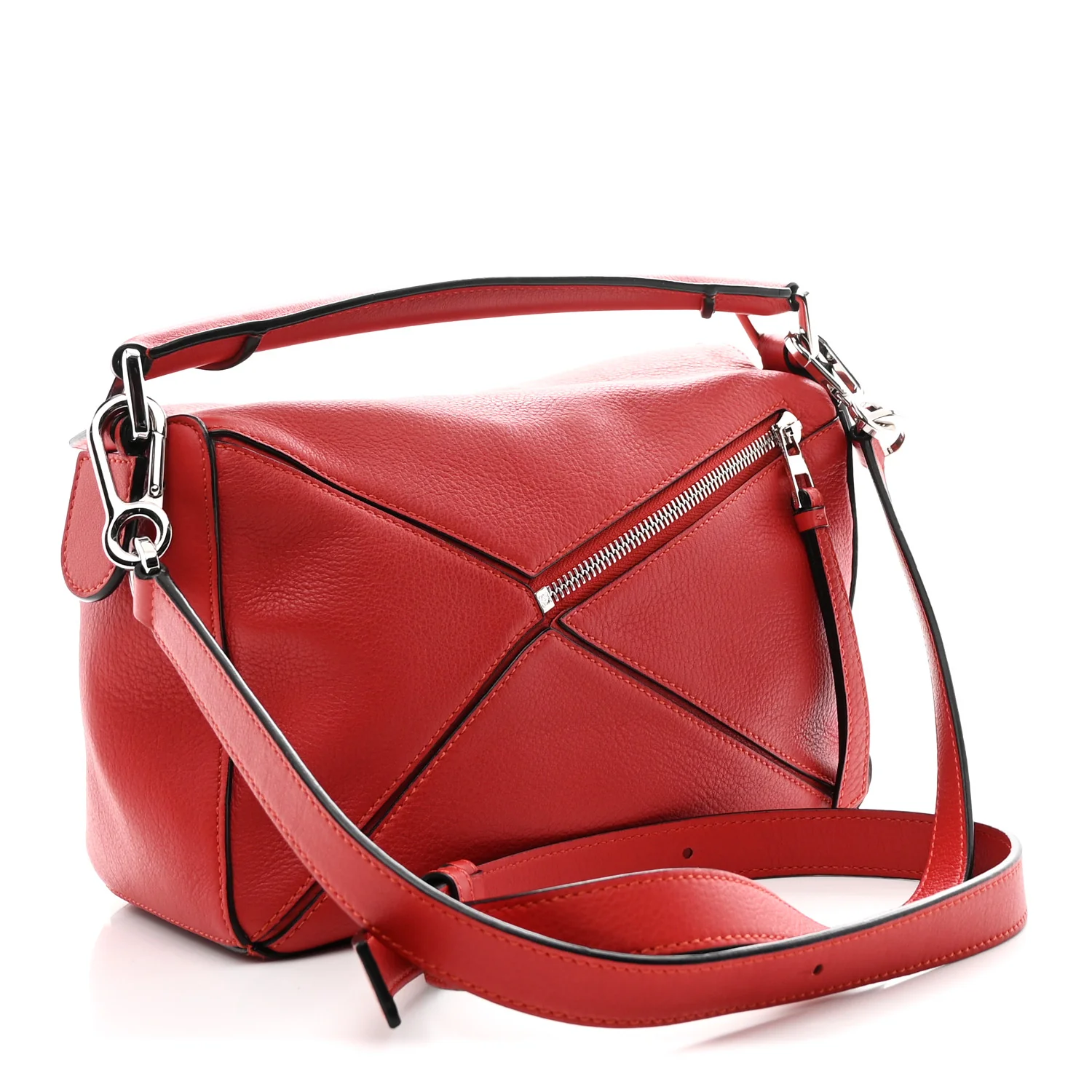 Calfskin Small Puzzle Bag Scarlet - Image 3