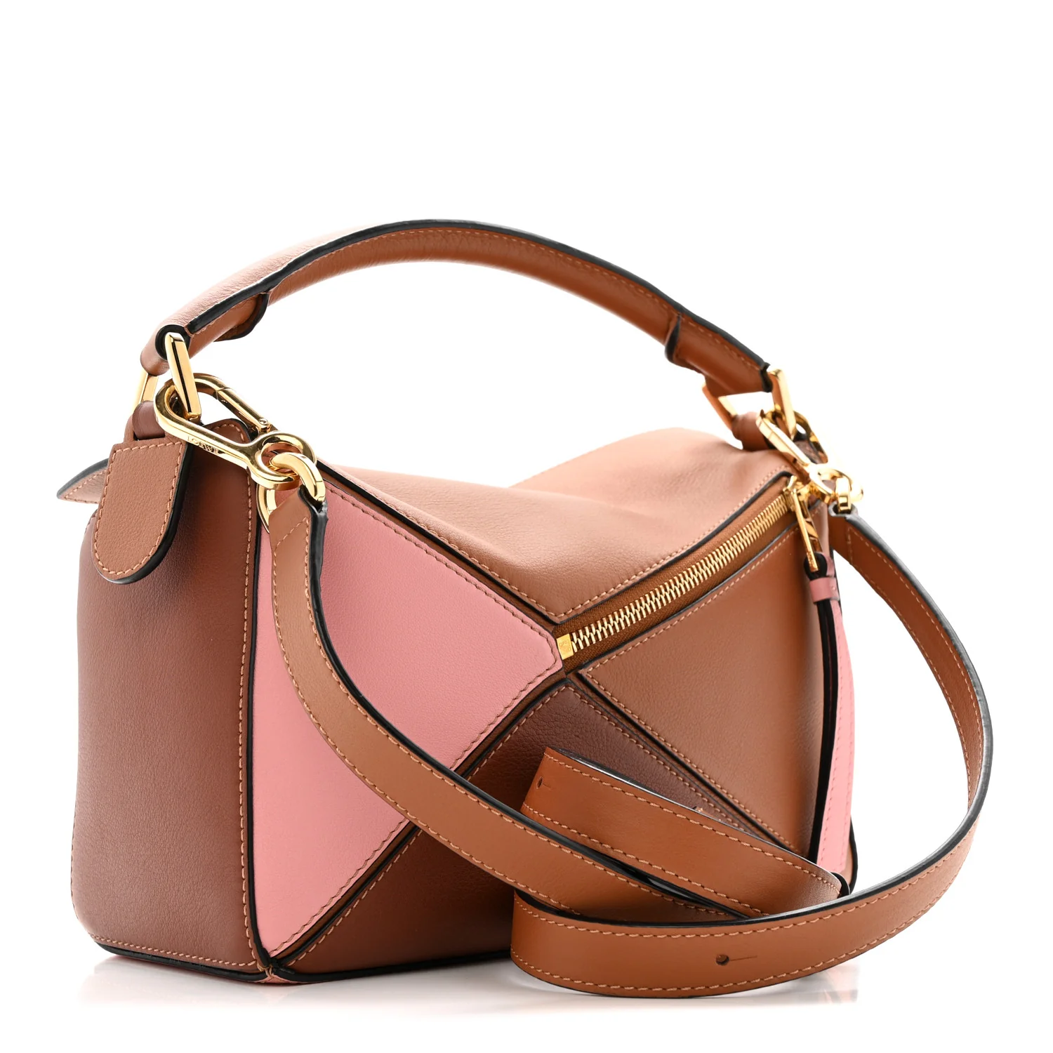 Calfskin Small Puzzle Bag Tan Medium Pink - Image 3