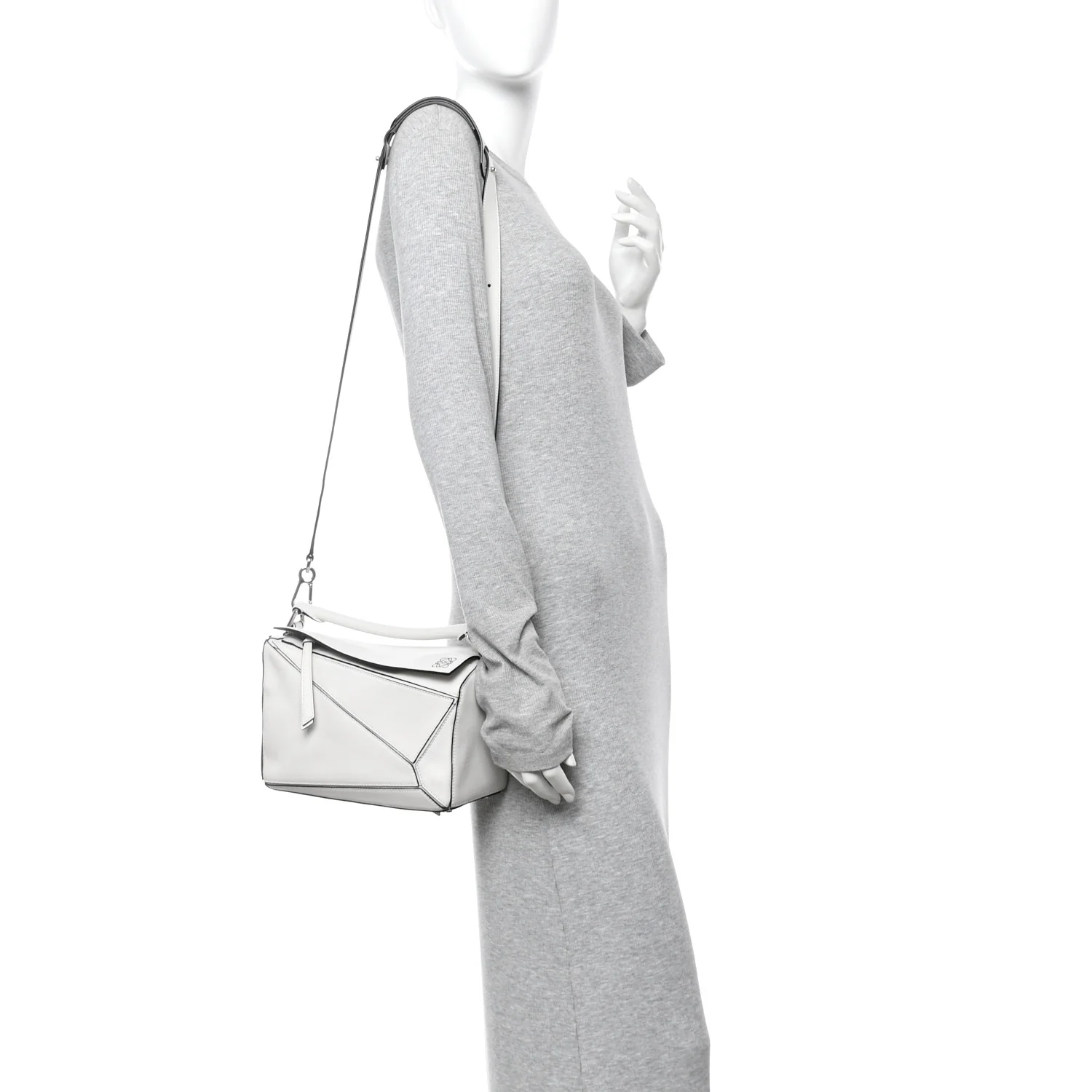 Calfskin Small Puzzle Bag White - Image 2
