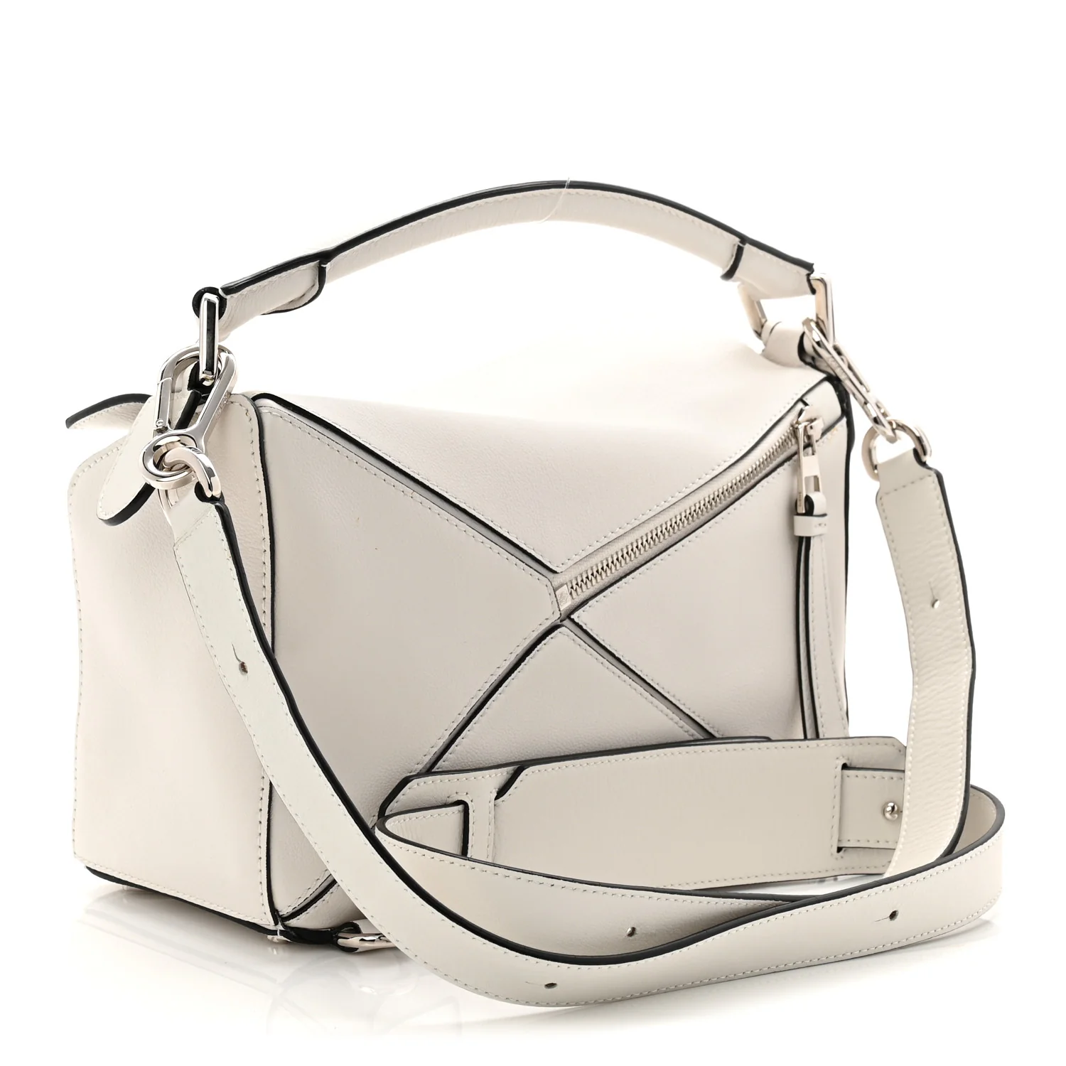 Calfskin Small Puzzle Bag White - Image 3