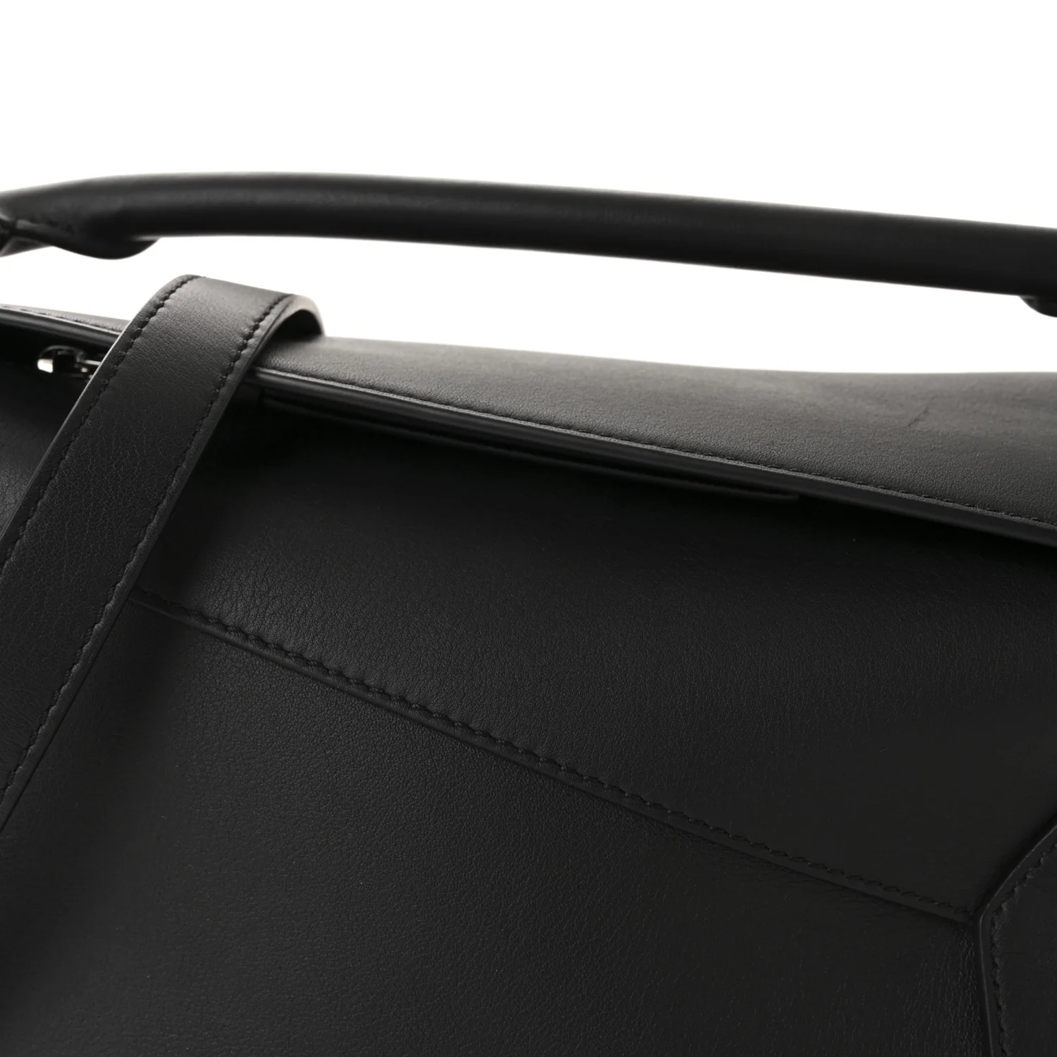 Calfskin Small Puzzle Edge Bag Black - Image 6
