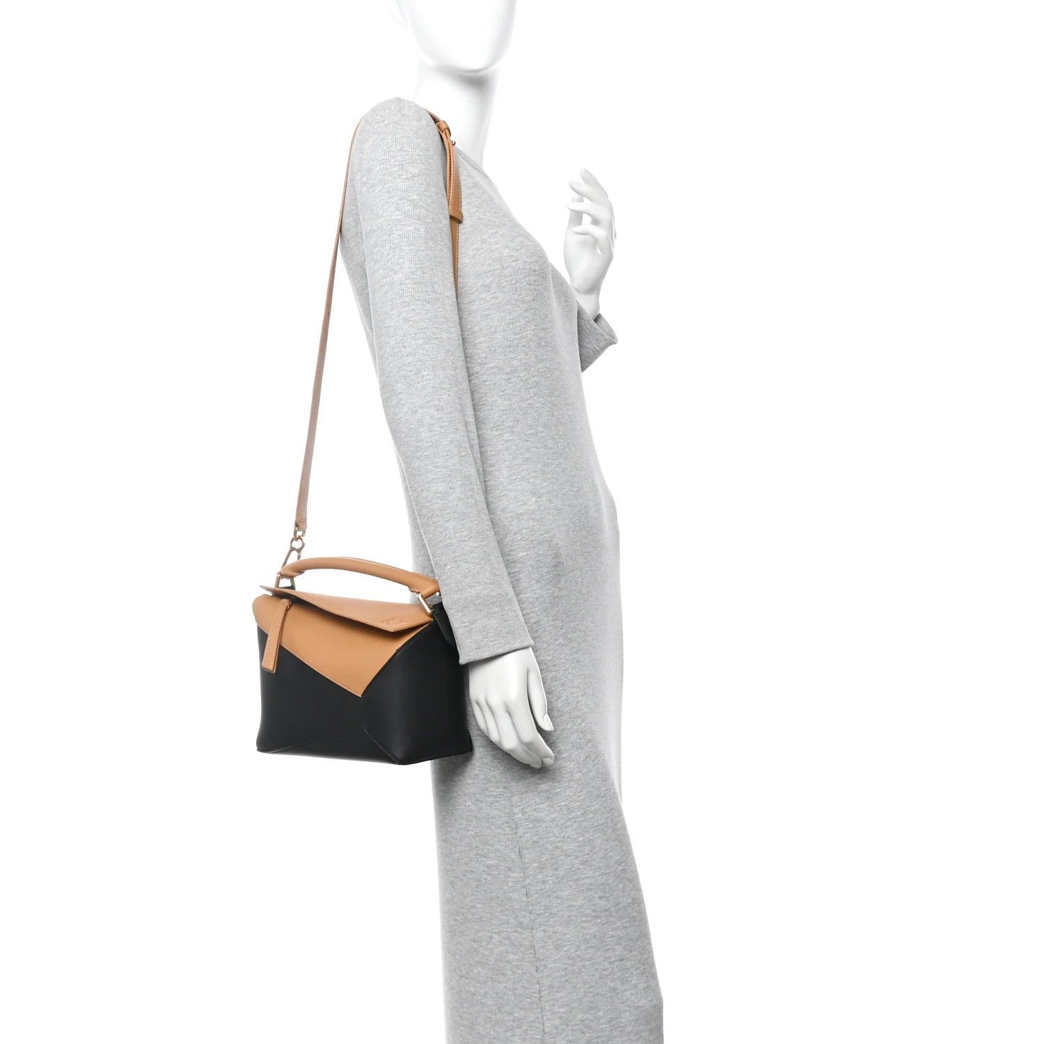 Calfskin Small Puzzle Edge Bag Warm Desert Black - Image 2