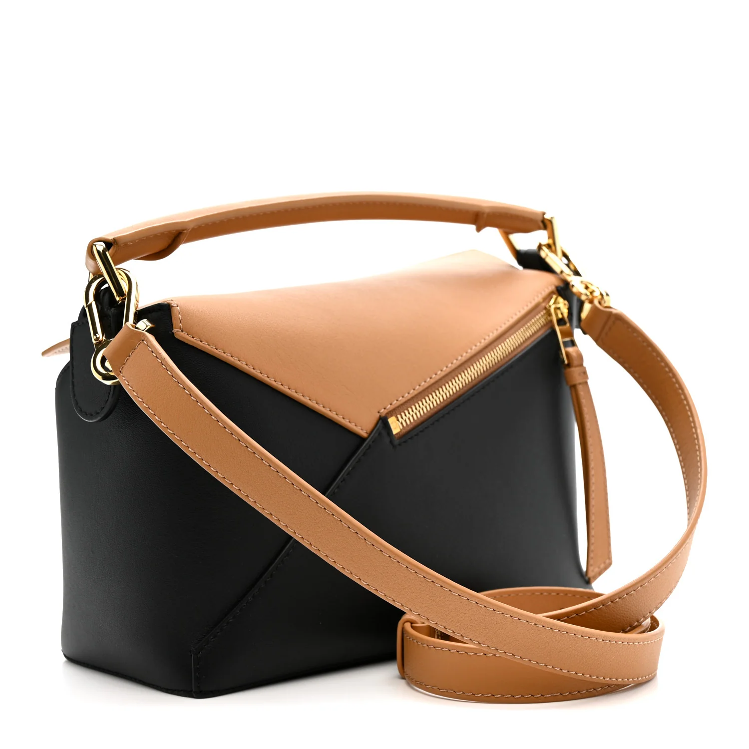 Calfskin Small Puzzle Edge Bag Warm Desert Black - Image 3