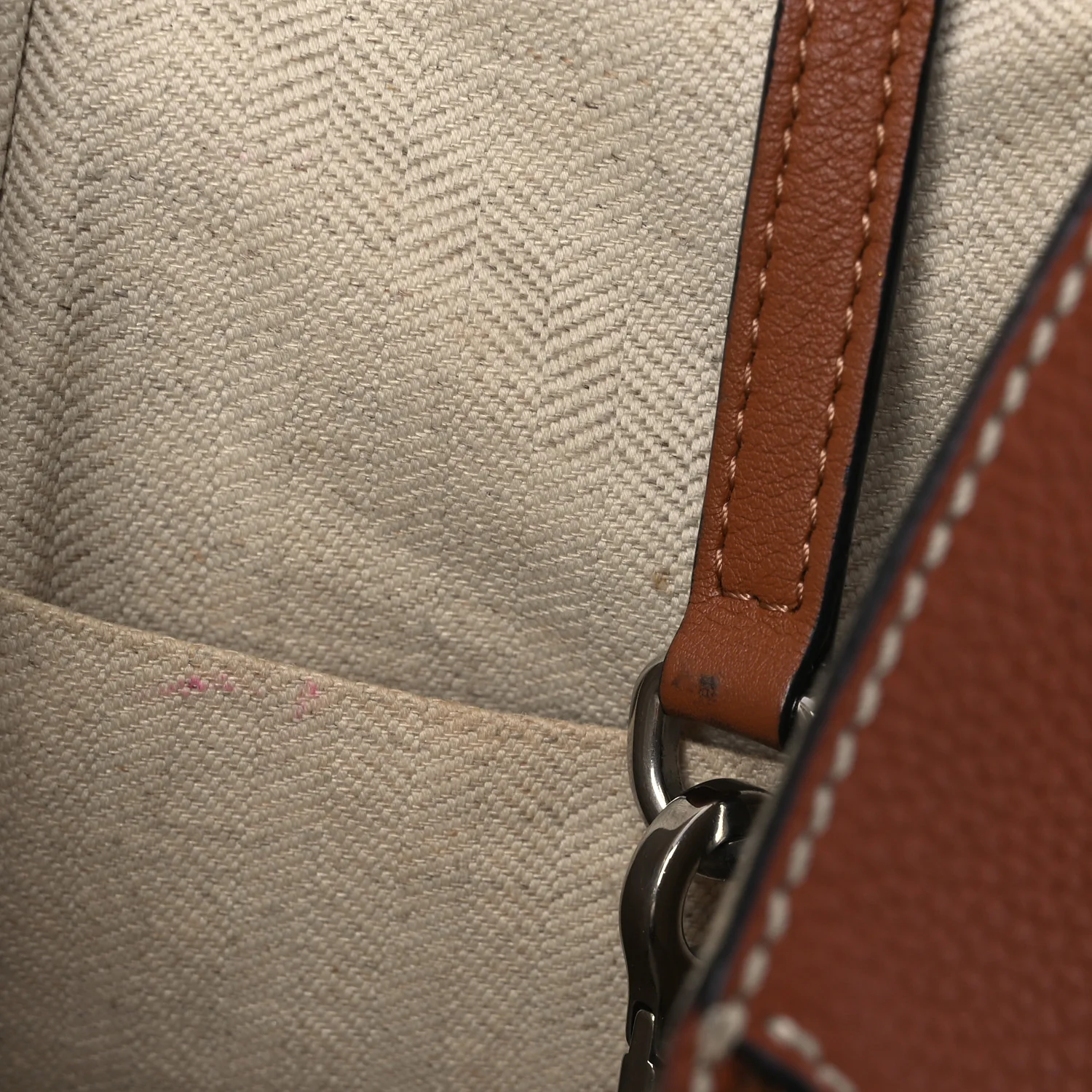 Calfskin Stripe Medium Hammock Shoulder Bag Tan Brown - Image 11
