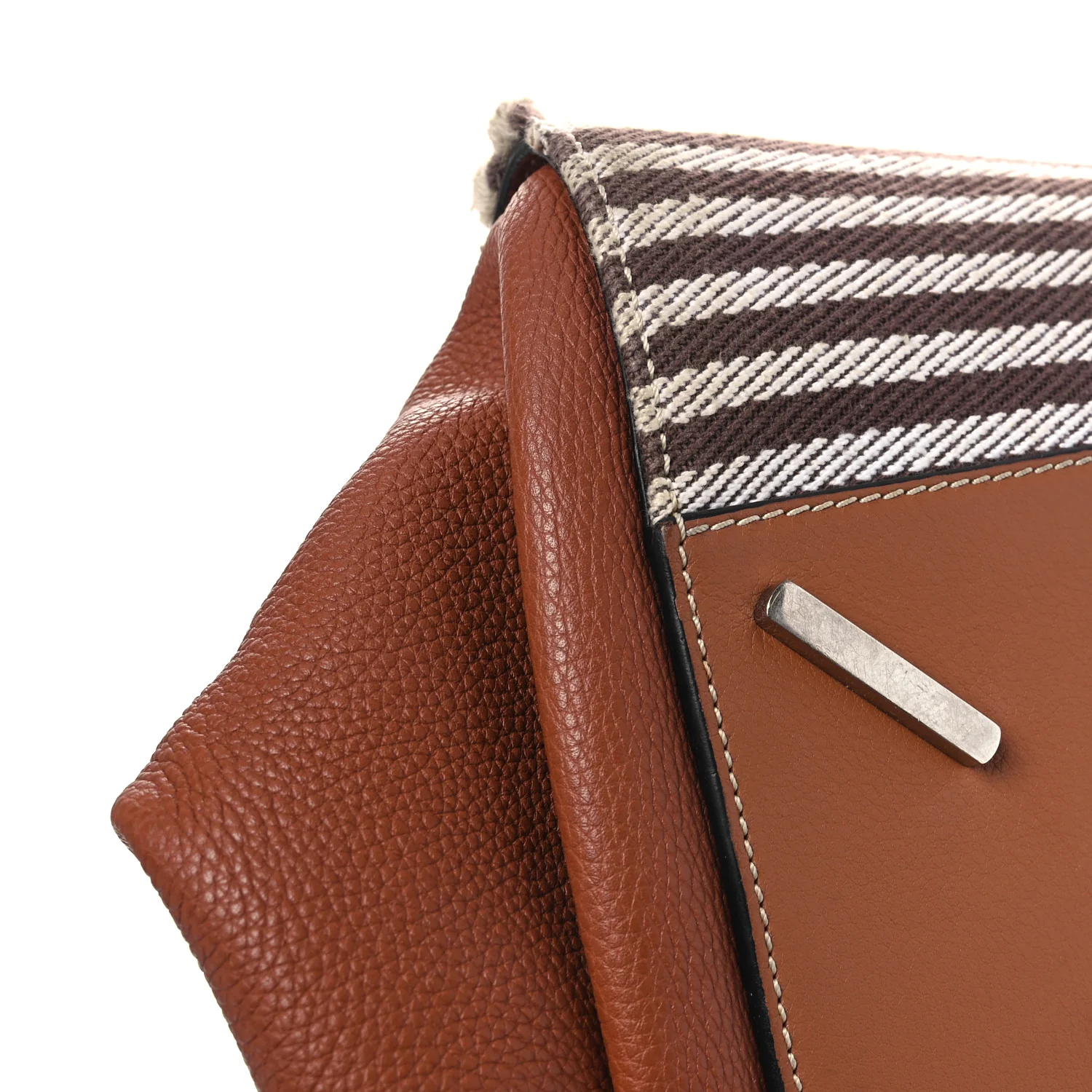Calfskin Stripe Medium Hammock Shoulder Bag Tan Brown - Image 13