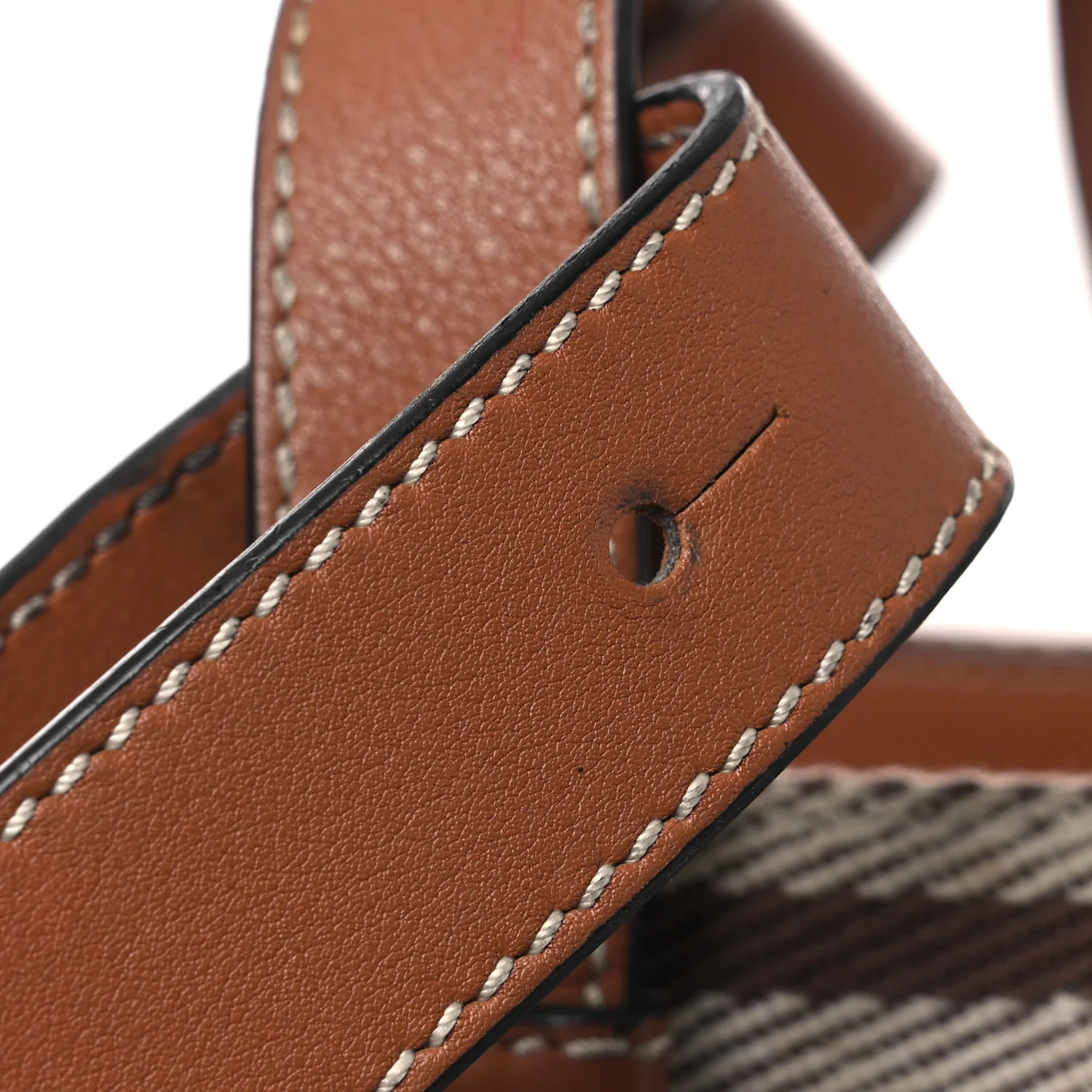 Calfskin Stripe Medium Hammock Shoulder Bag Tan Brown - Image 14
