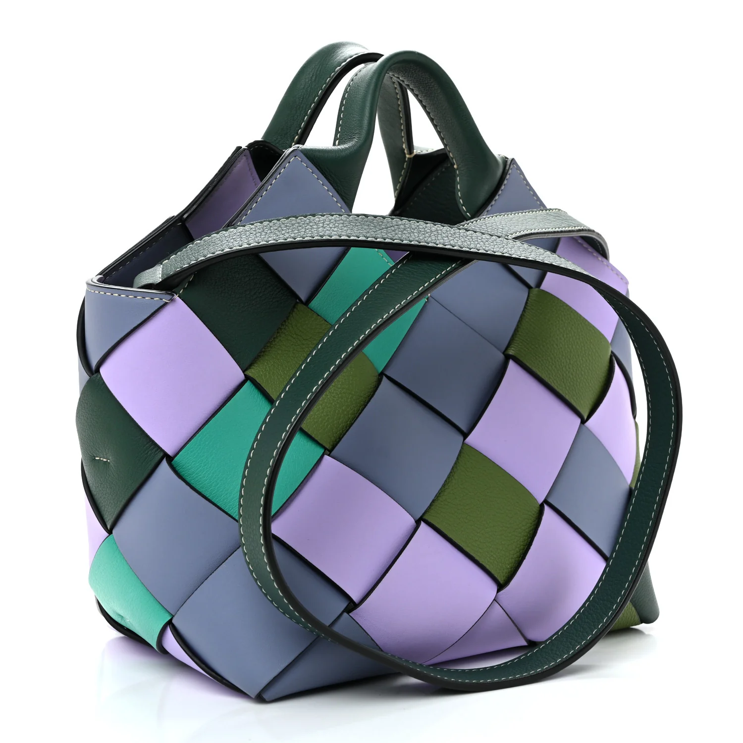 Calfskin Woven Small The Surplus Collection Basket Bag Multicolor - Image 3