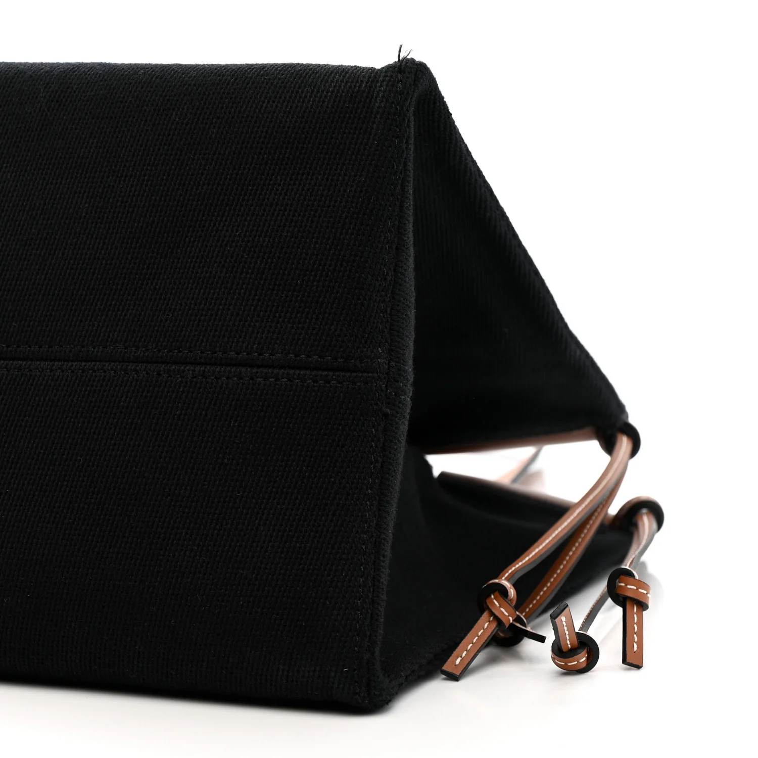Canvas Calfskin Cushion Tote Black Tan - Image 10