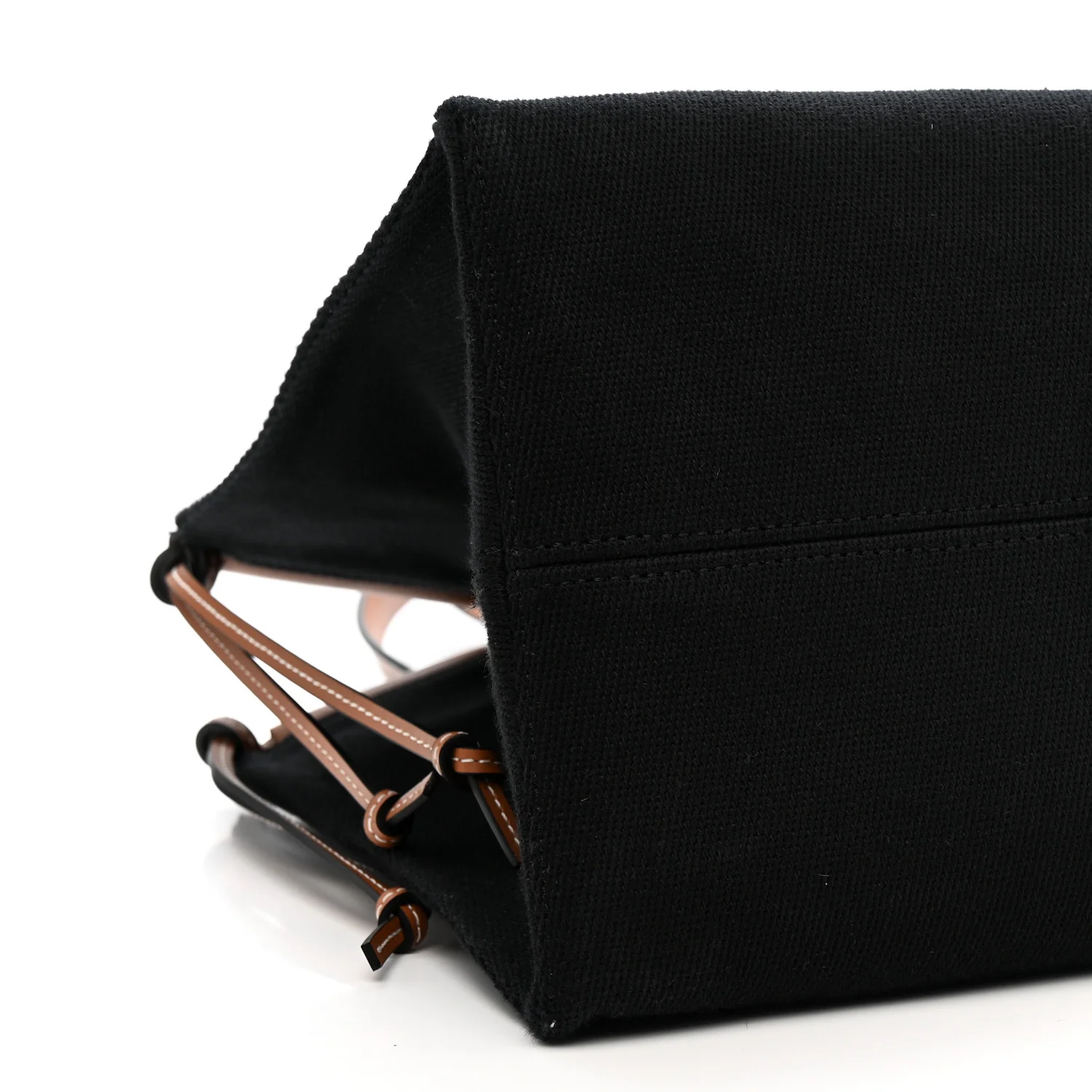 Canvas Calfskin Cushion Tote Black Tan - Image 9