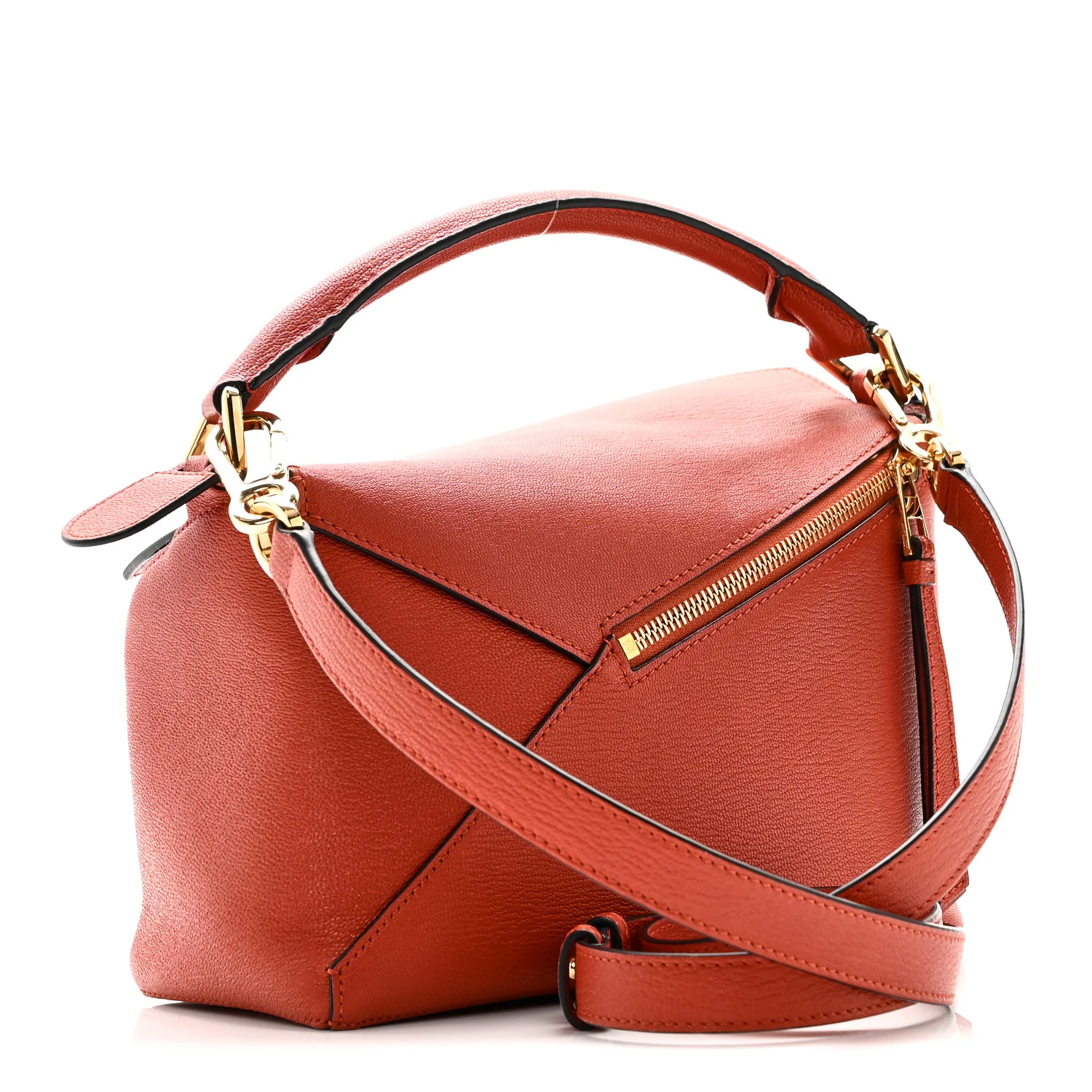 Goatskin Small Puzzle Bag Orange - Image 3