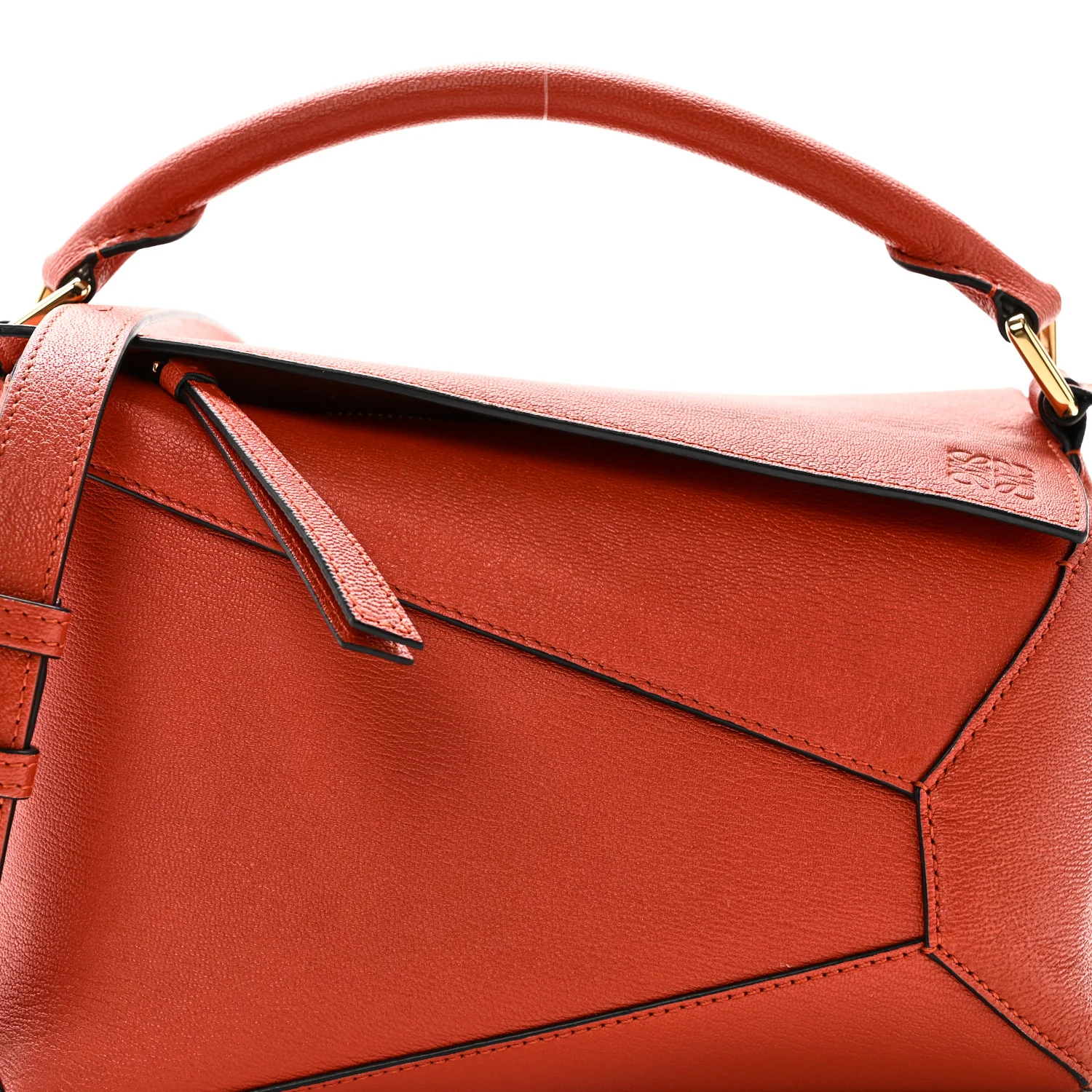 Goatskin Small Puzzle Bag Orange - Image 7