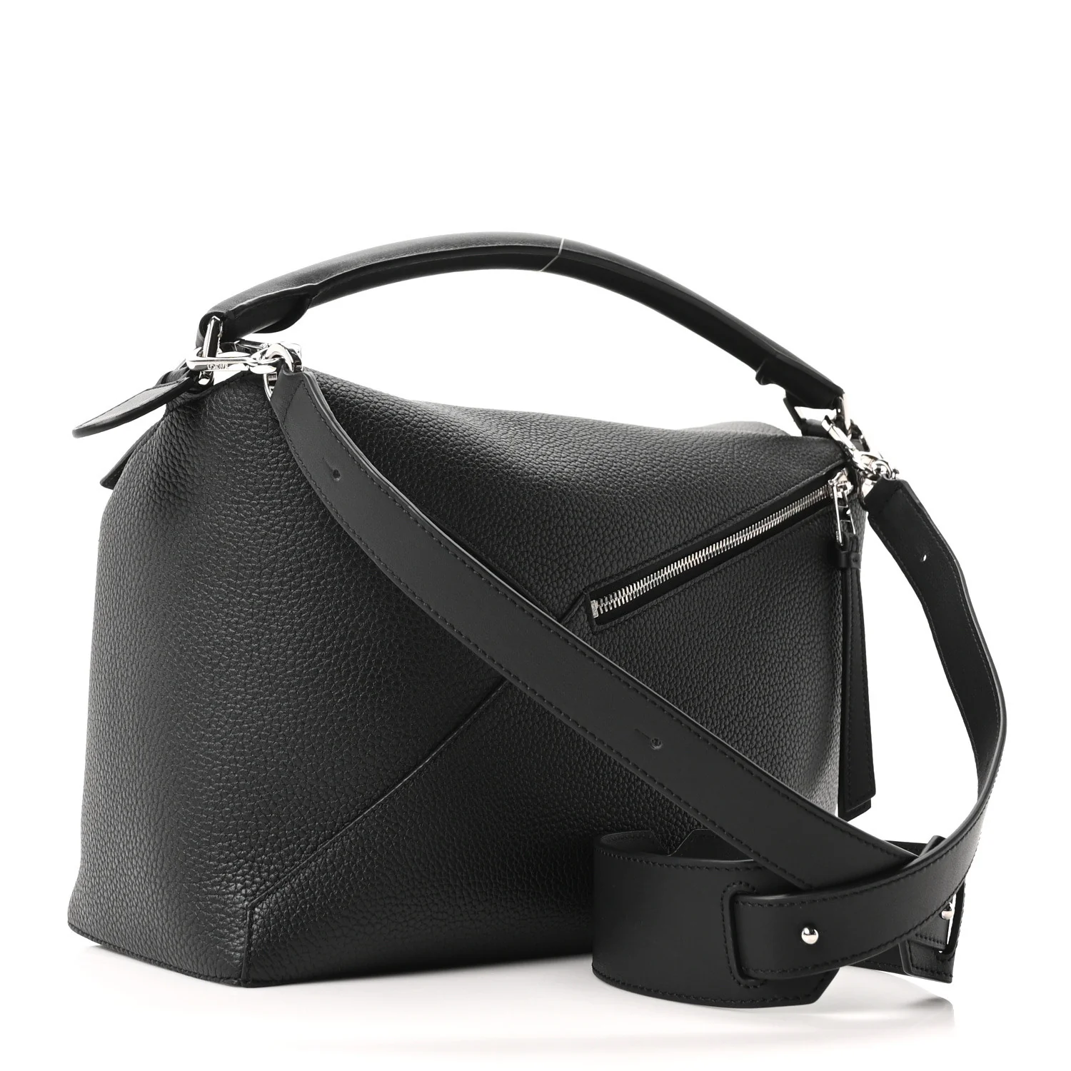 Grained Calfskin Large Puzzle Edge Bag Black - Image 3