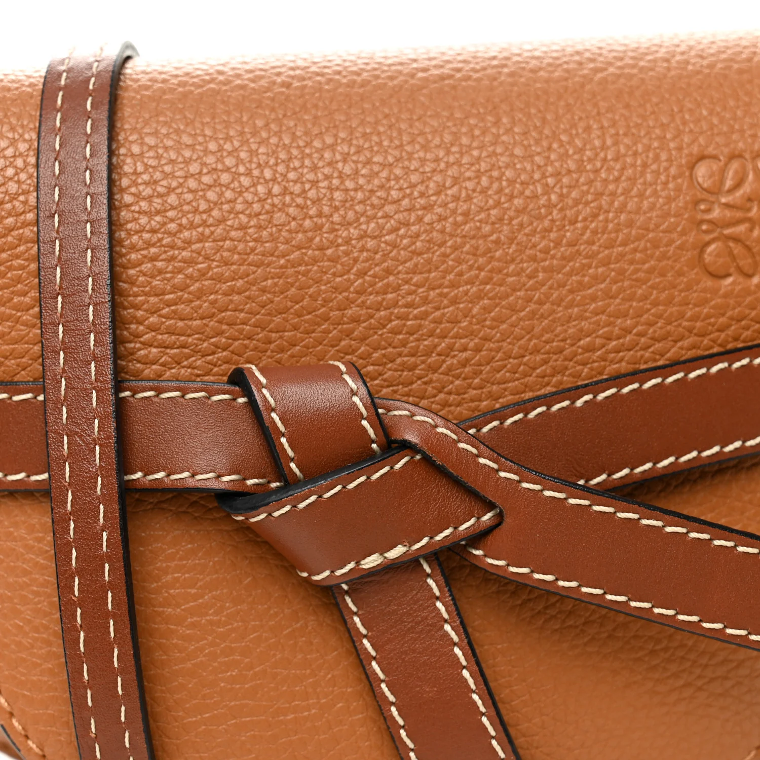 Grained Calfskin Mini Gate Crossbody Bag Caramel Pecan - Image 7