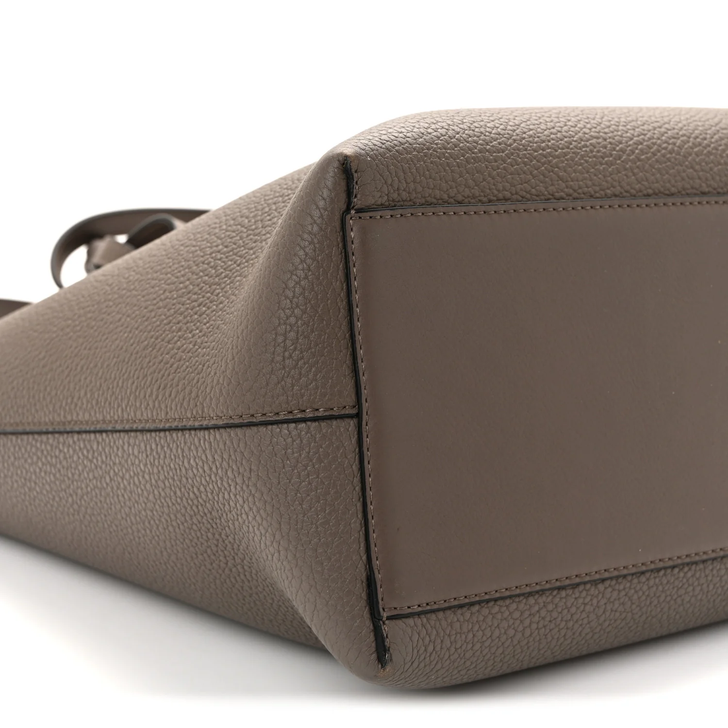 Grained Calfskin Small Anagram Tote Dark Taupe - Image 8
