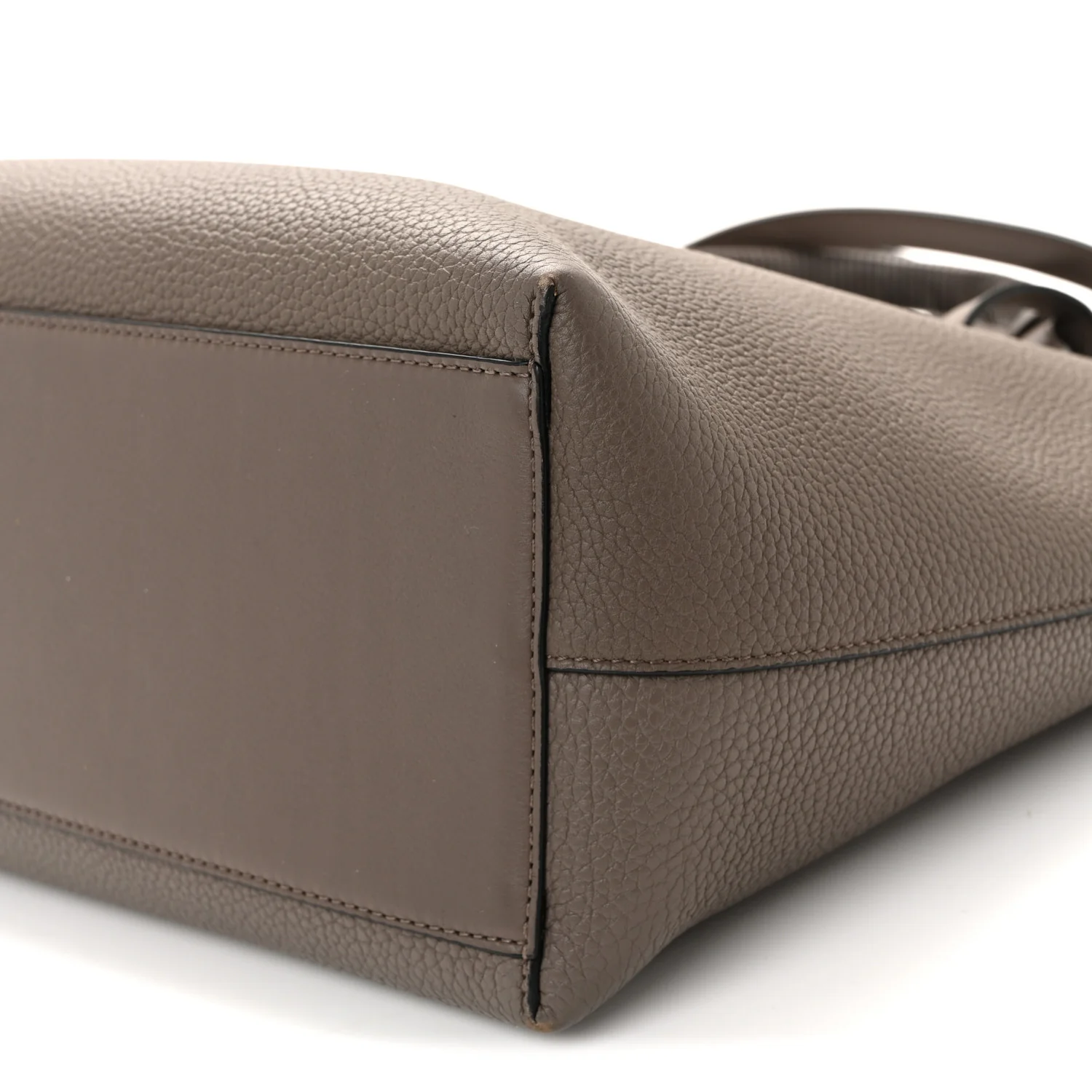 Grained Calfskin Small Anagram Tote Dark Taupe - Image 9