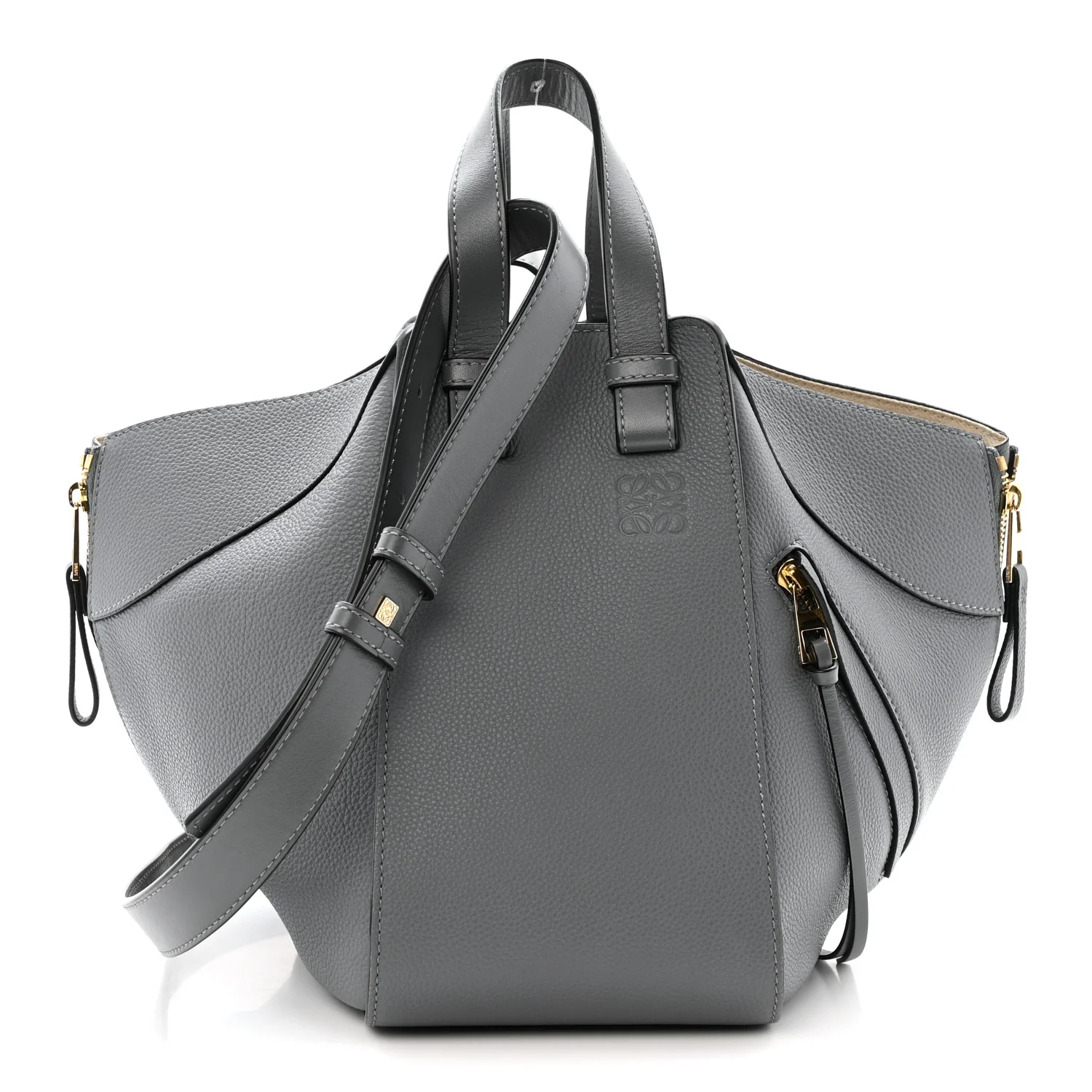 Grained Calfskin Small Hammock Shoulder Bag Asphalt
