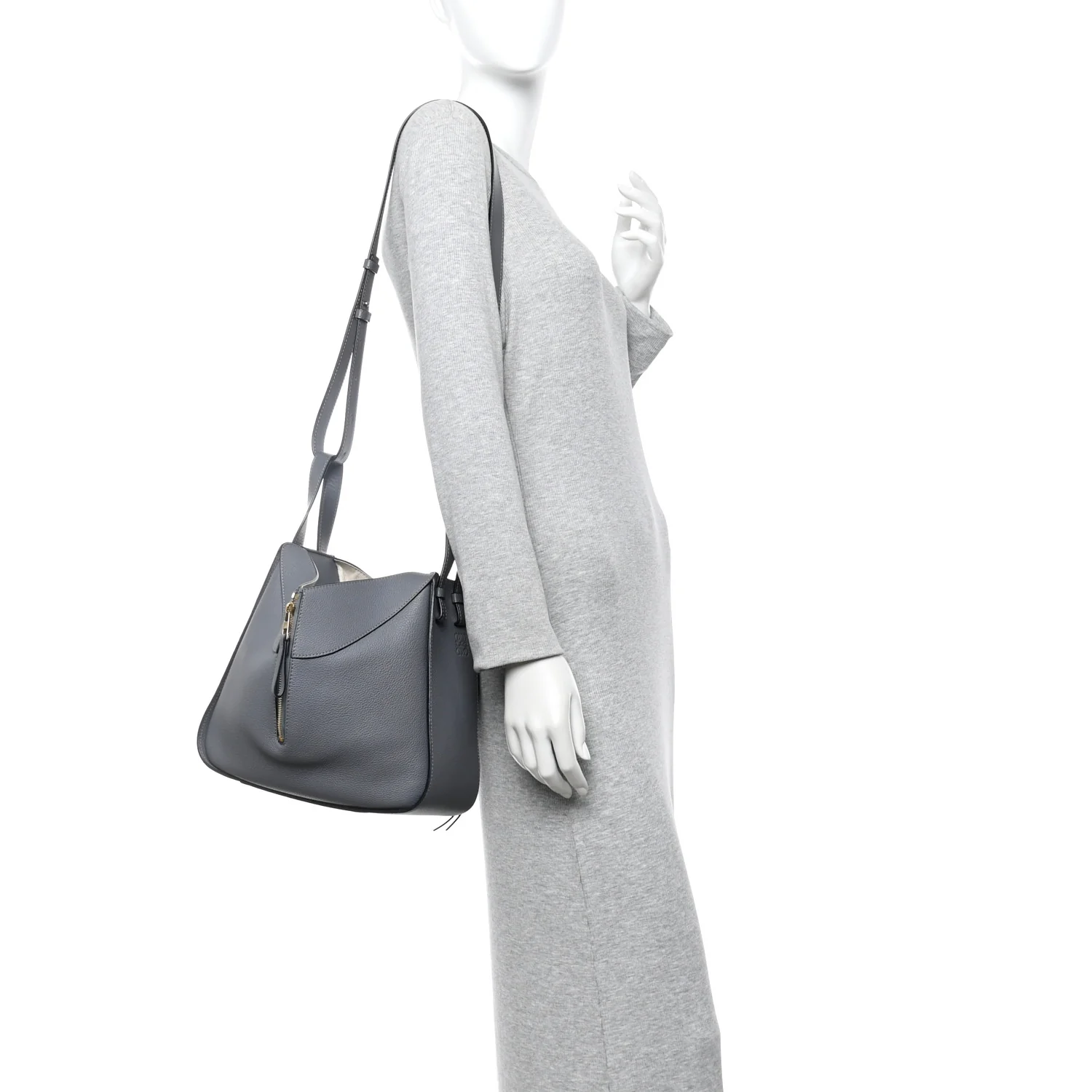 Grained Calfskin Small Hammock Shoulder Bag Asphalt - Image 2