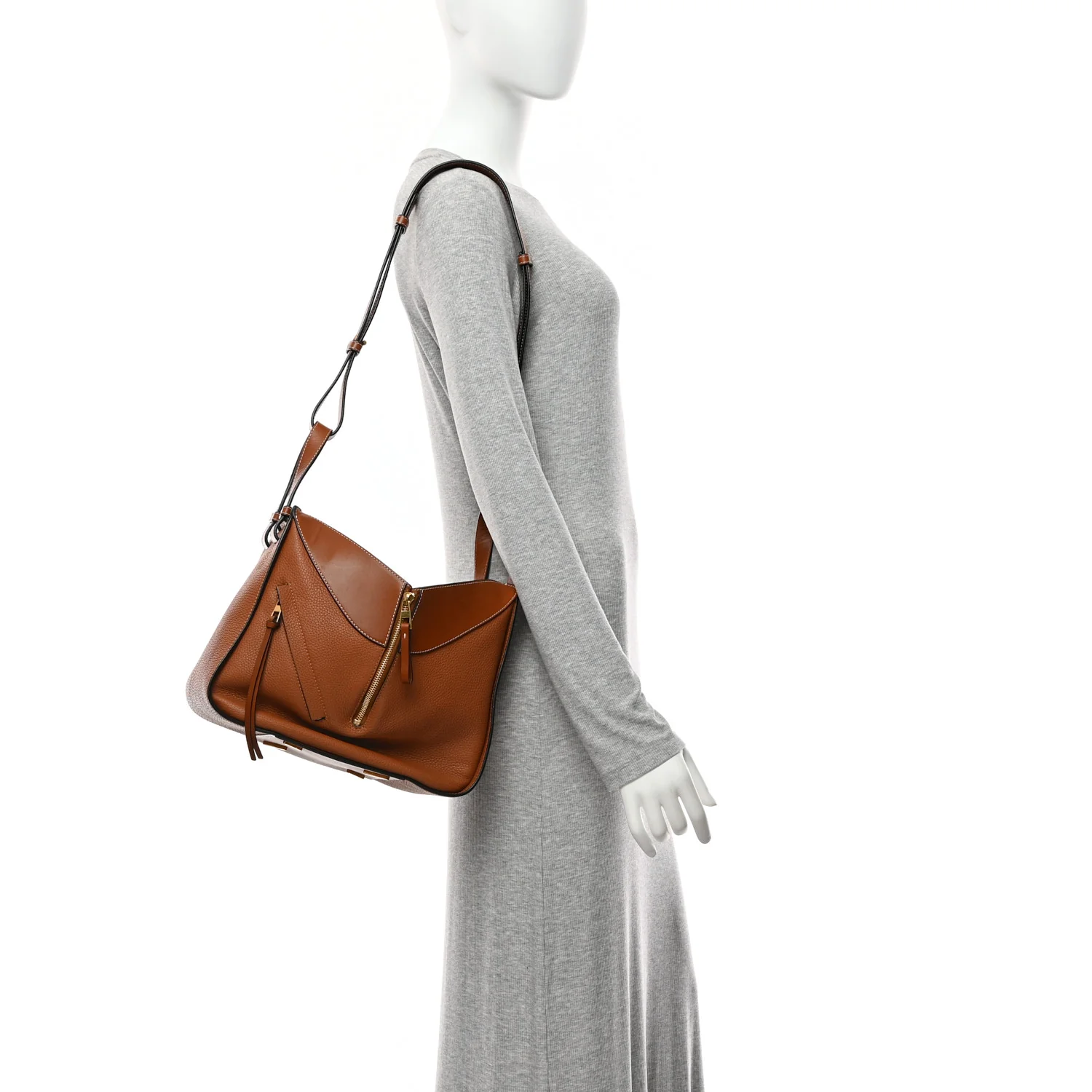 Grained Calfskin Small Hammock Shoulder Bag Tan - Image 2