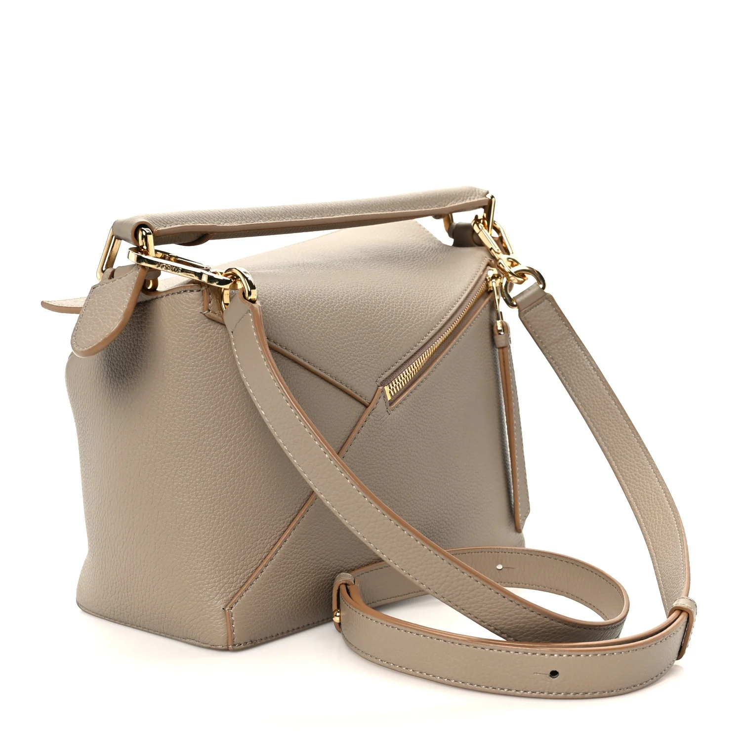 Grained Calfskin Small Puzzle Edge Bag Sand - Image 3