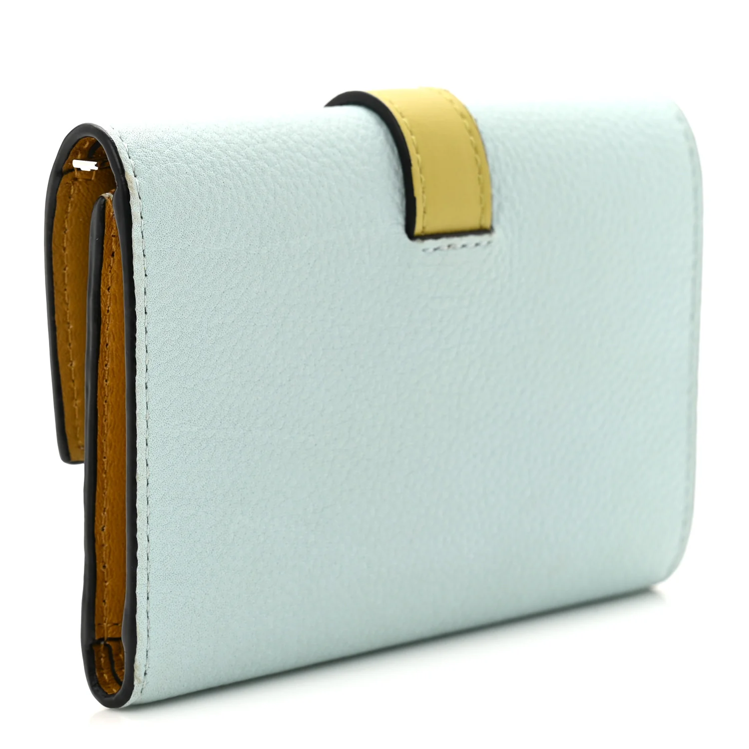 Grained Calfskin Small Vertical Wallet Iceberg Citronelle - Image 3