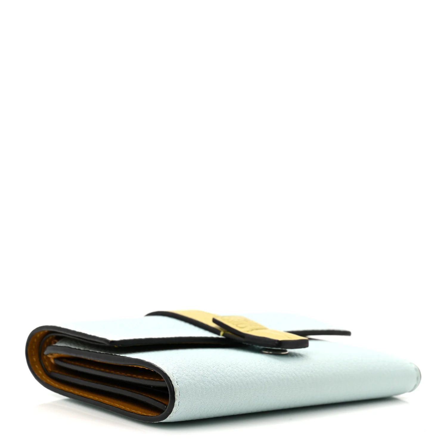 Grained Calfskin Small Vertical Wallet Iceberg Citronelle - Image 4