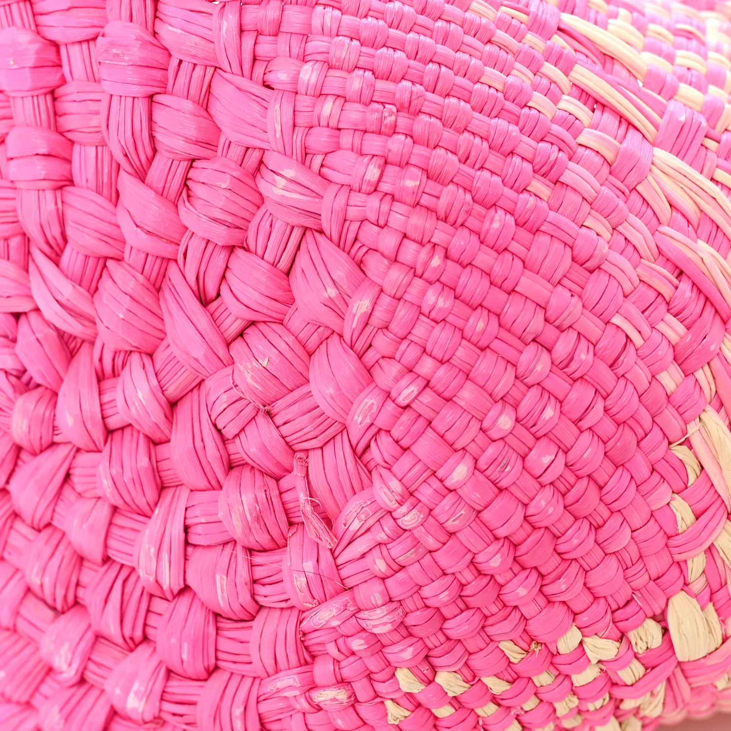Iraca Palm Calfskin Small Anagram Basket Bag Fuchsia - Image 11
