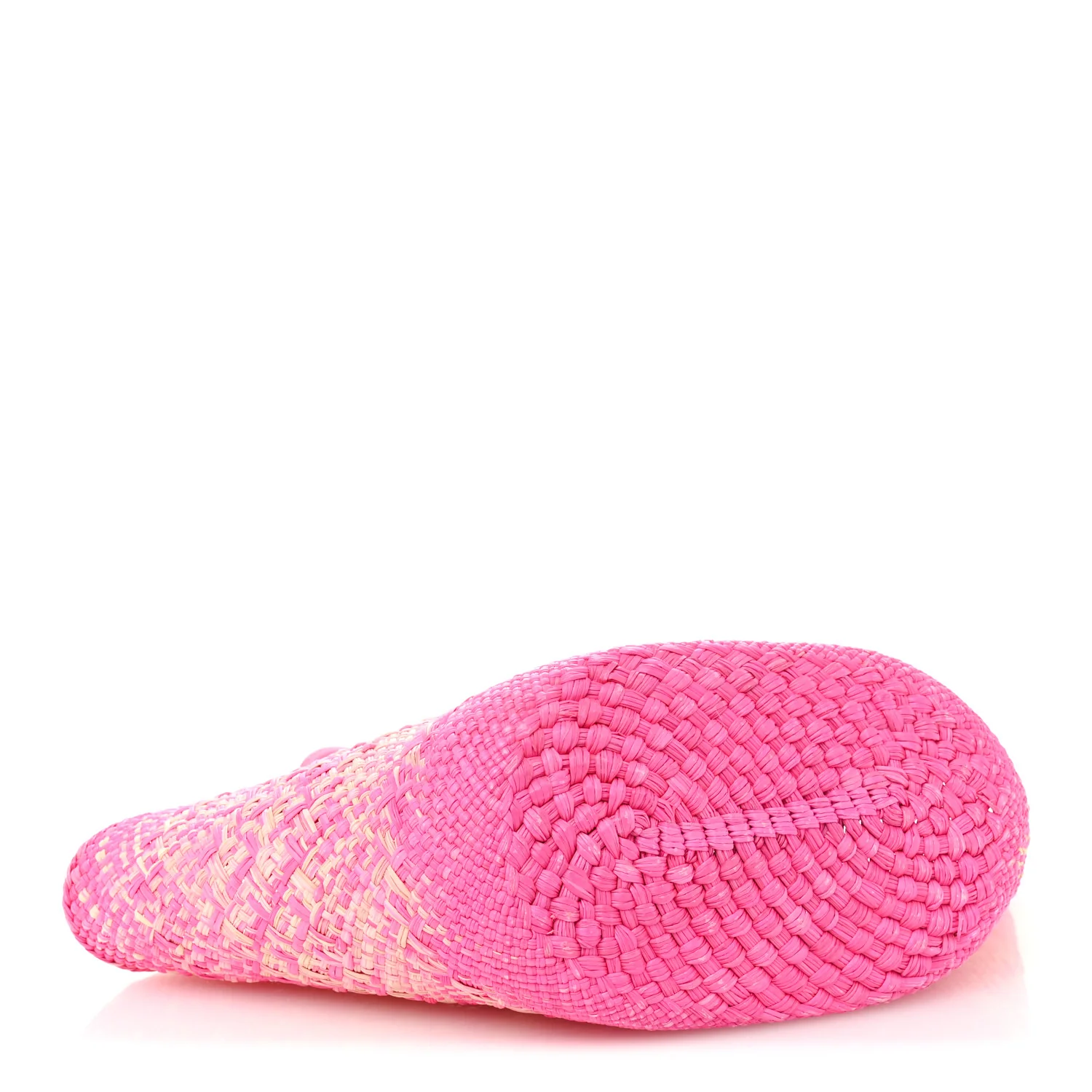 Iraca Palm Calfskin Small Anagram Basket Bag Fuchsia - Image 4