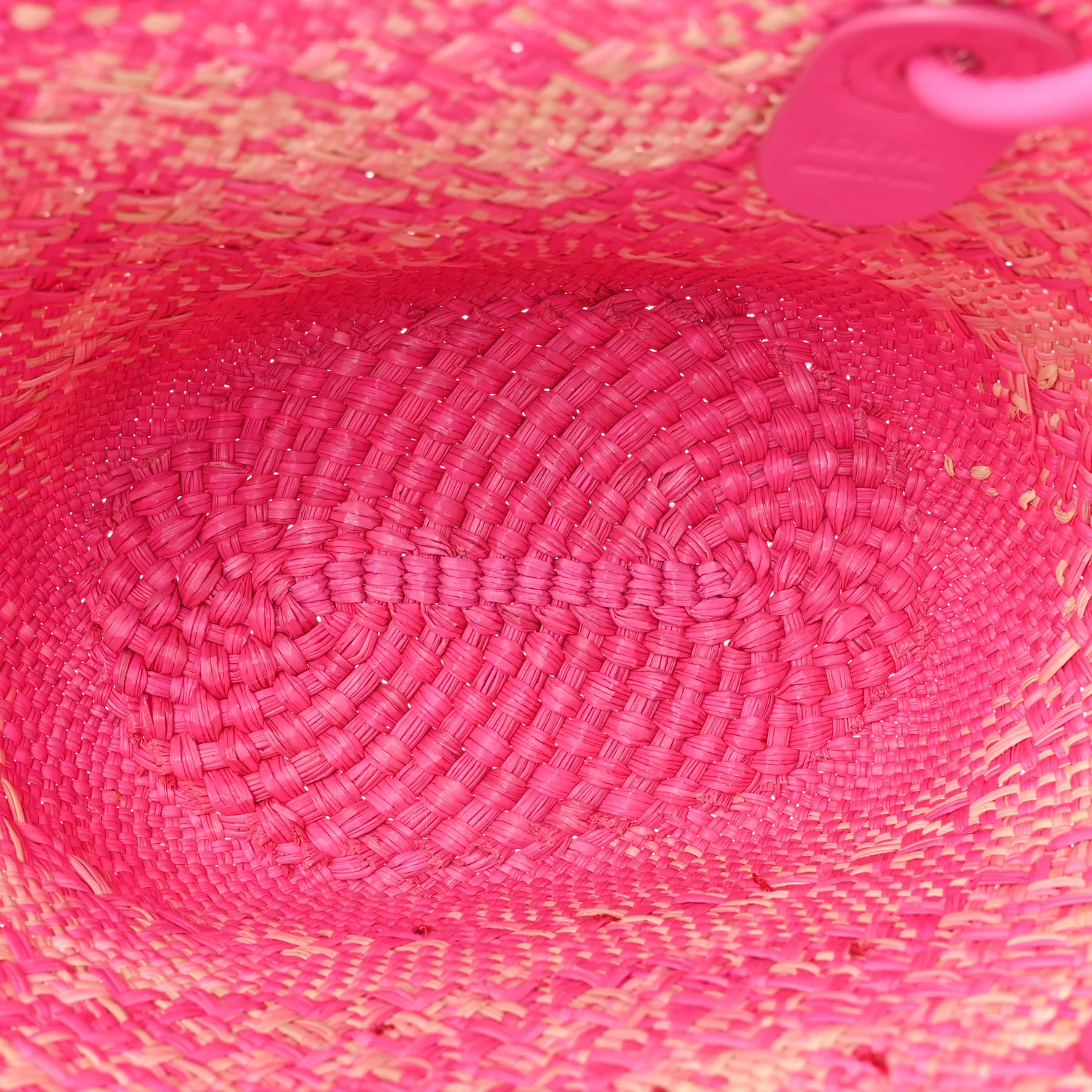 Iraca Palm Calfskin Small Anagram Basket Bag Fuchsia - Image 5