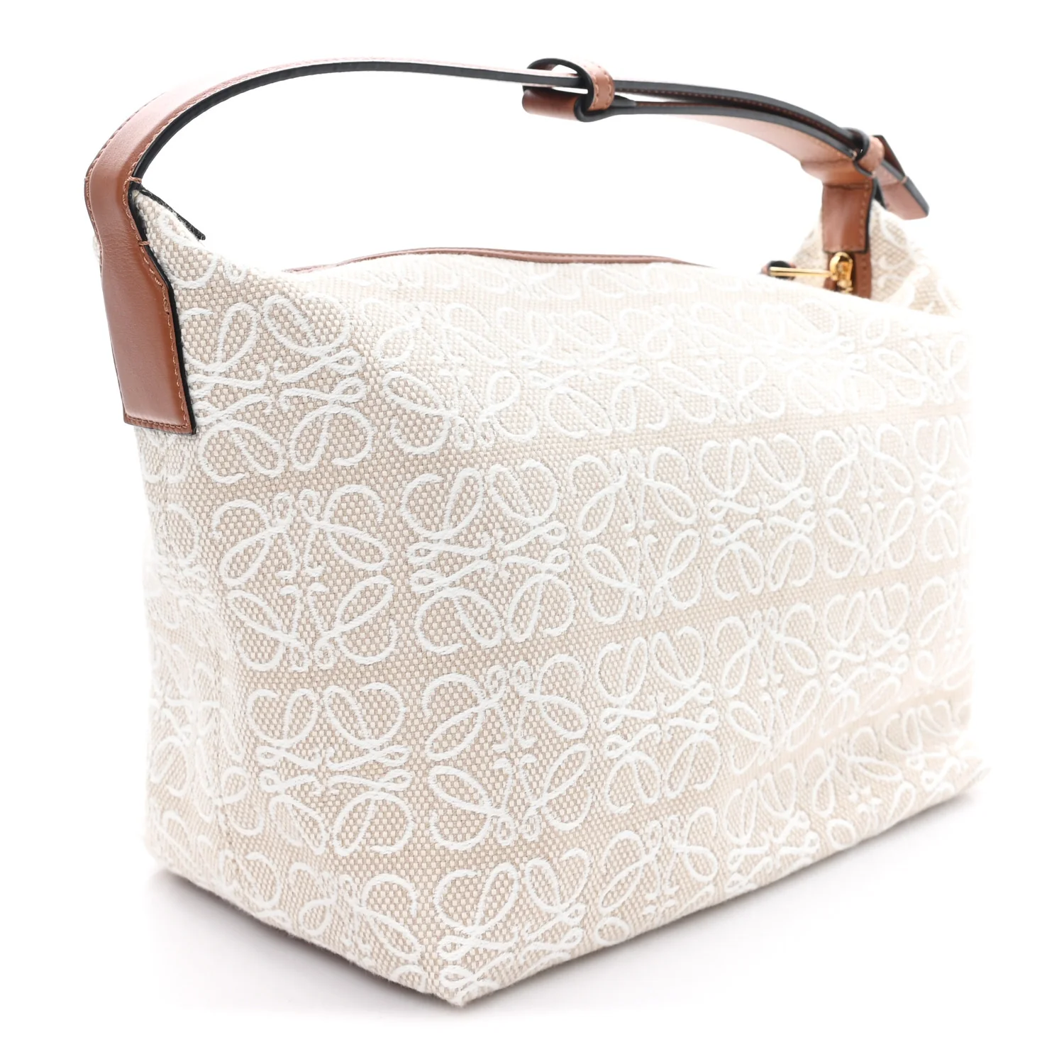 Jacquard Anagram Calfskin Medium Cubi Bag Ecru Tan - Image 3